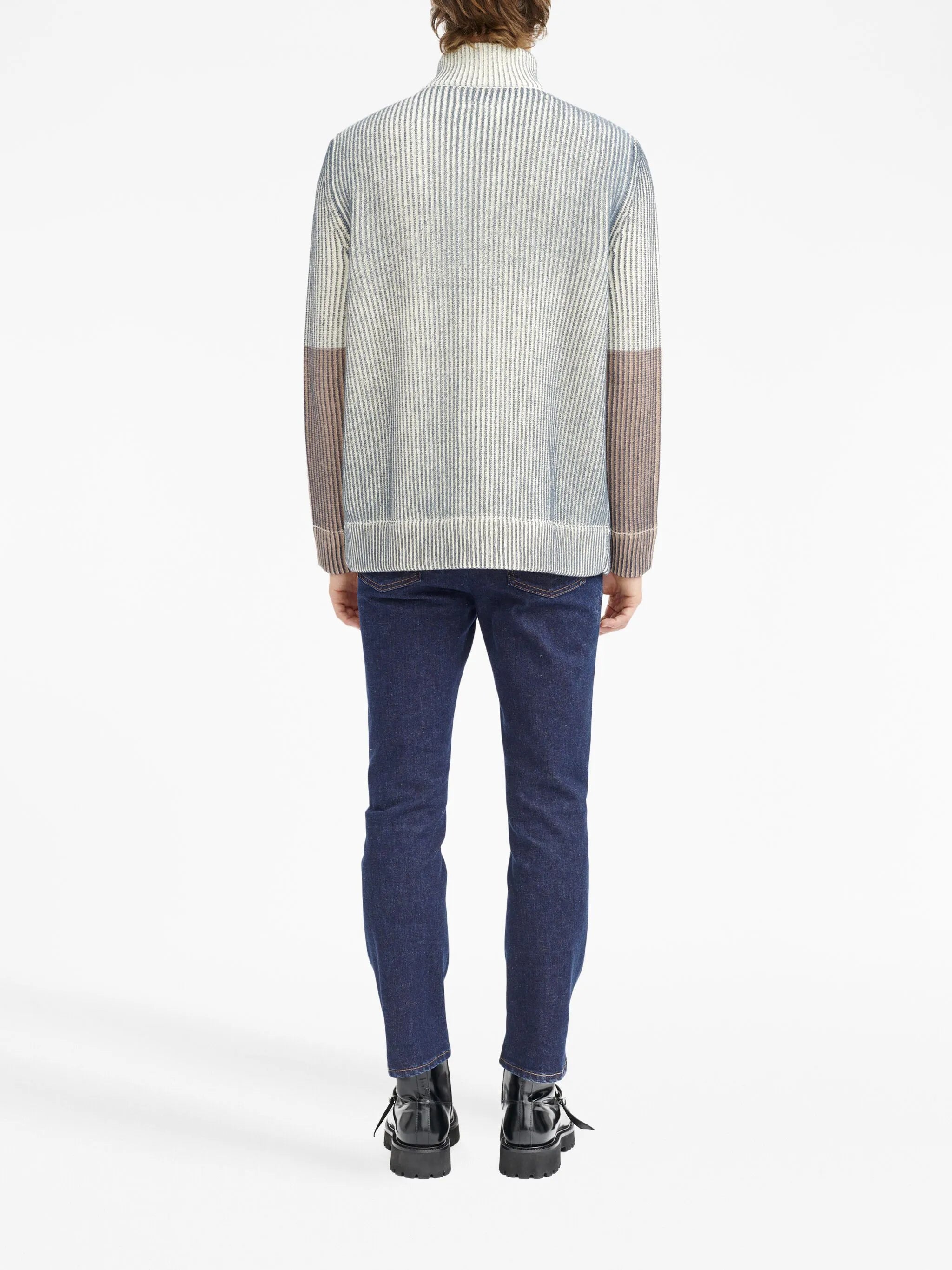 ribbed zip-up cardigan