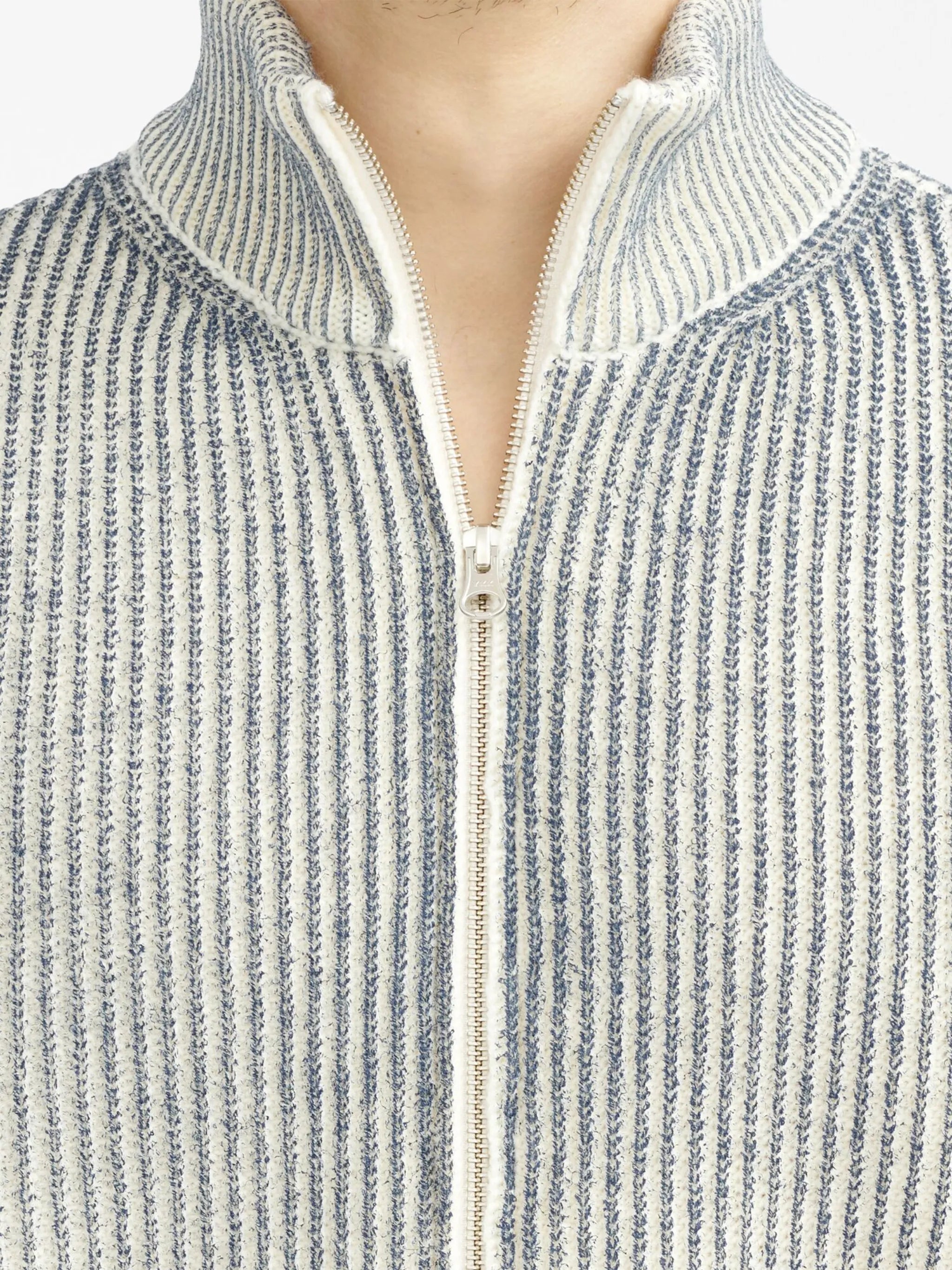 ribbed zip-up cardigan