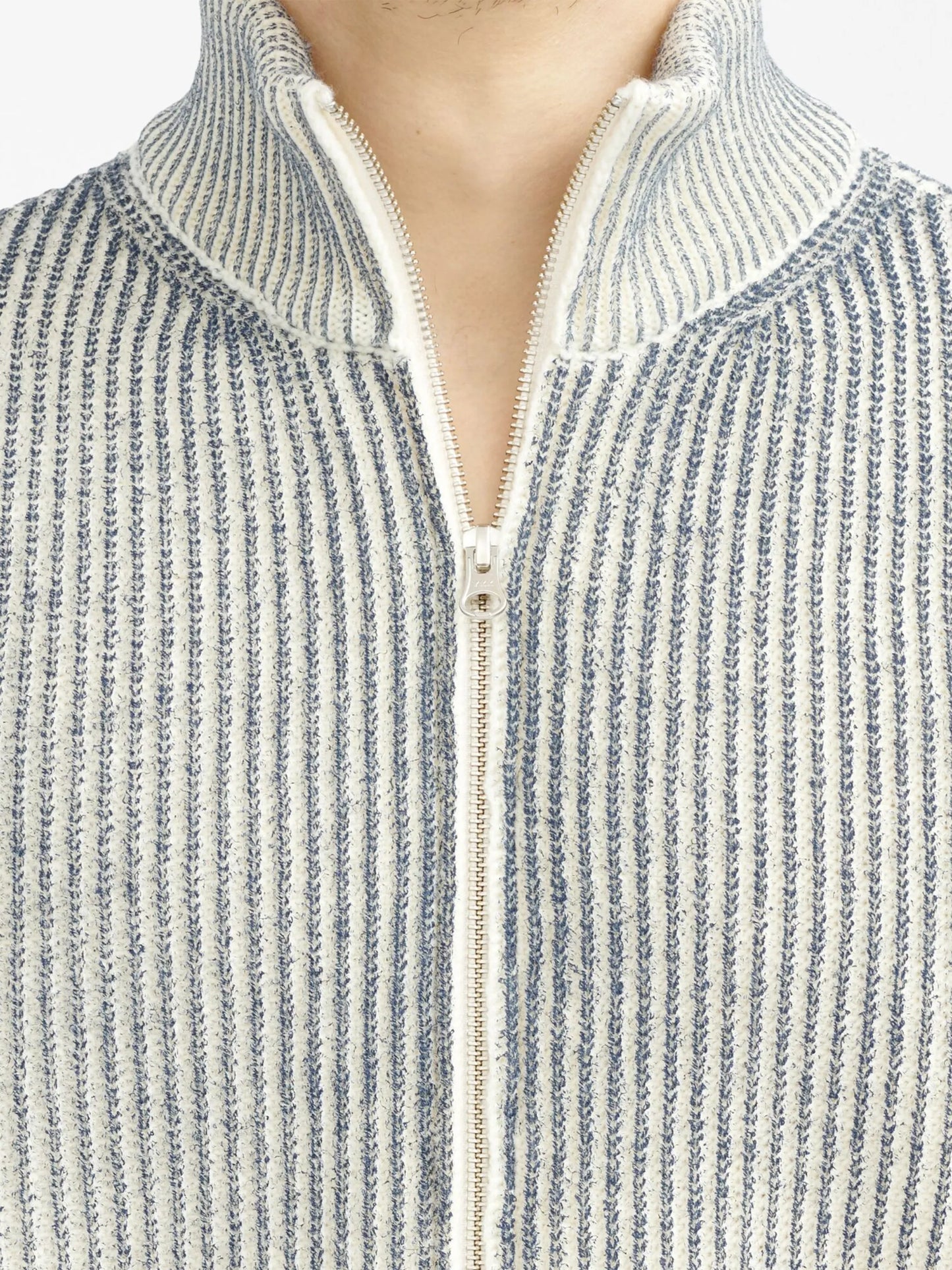 ribbed zip-up cardigan