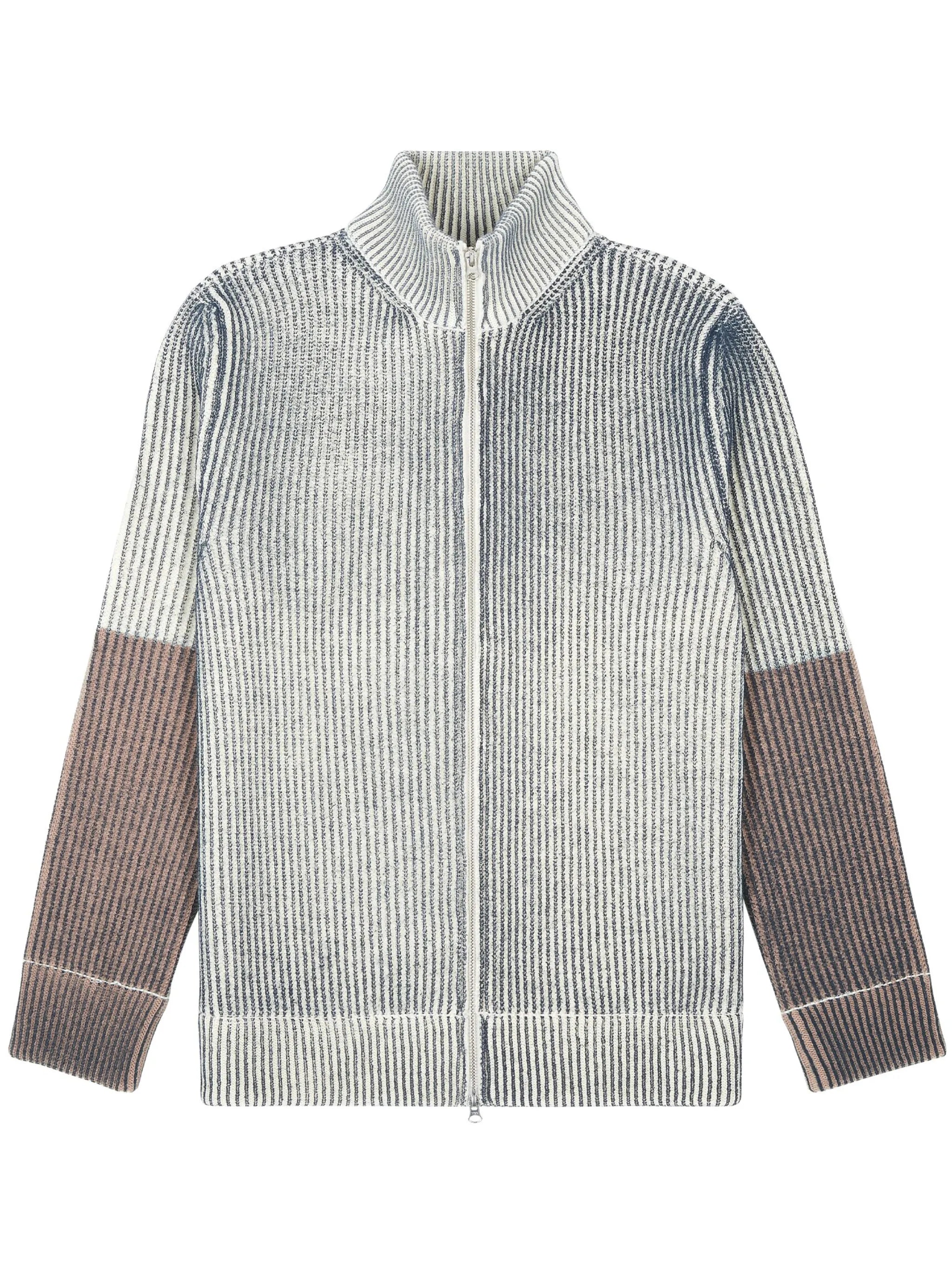 ribbed zip-up cardigan