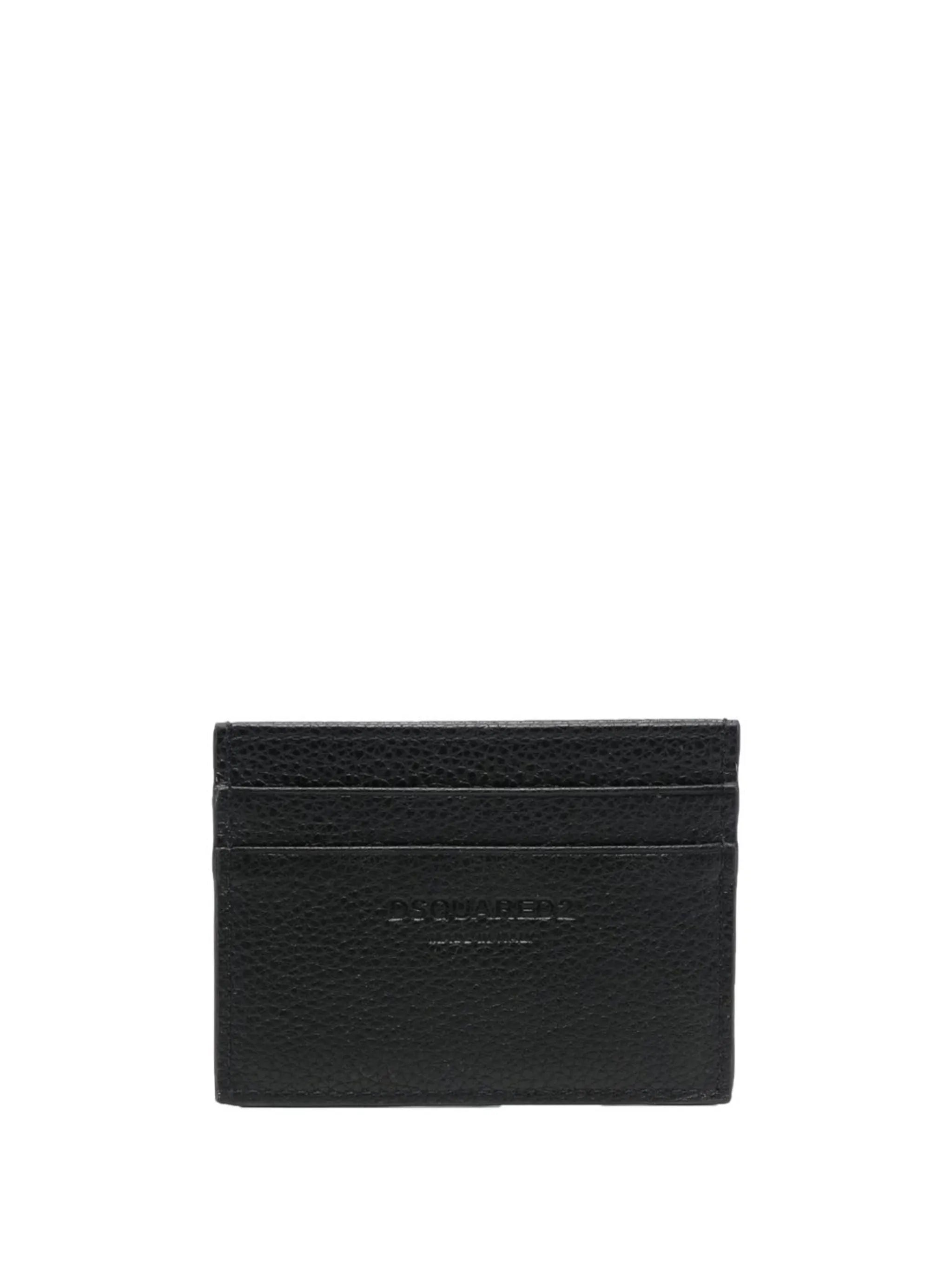 logo-print leather cardholder