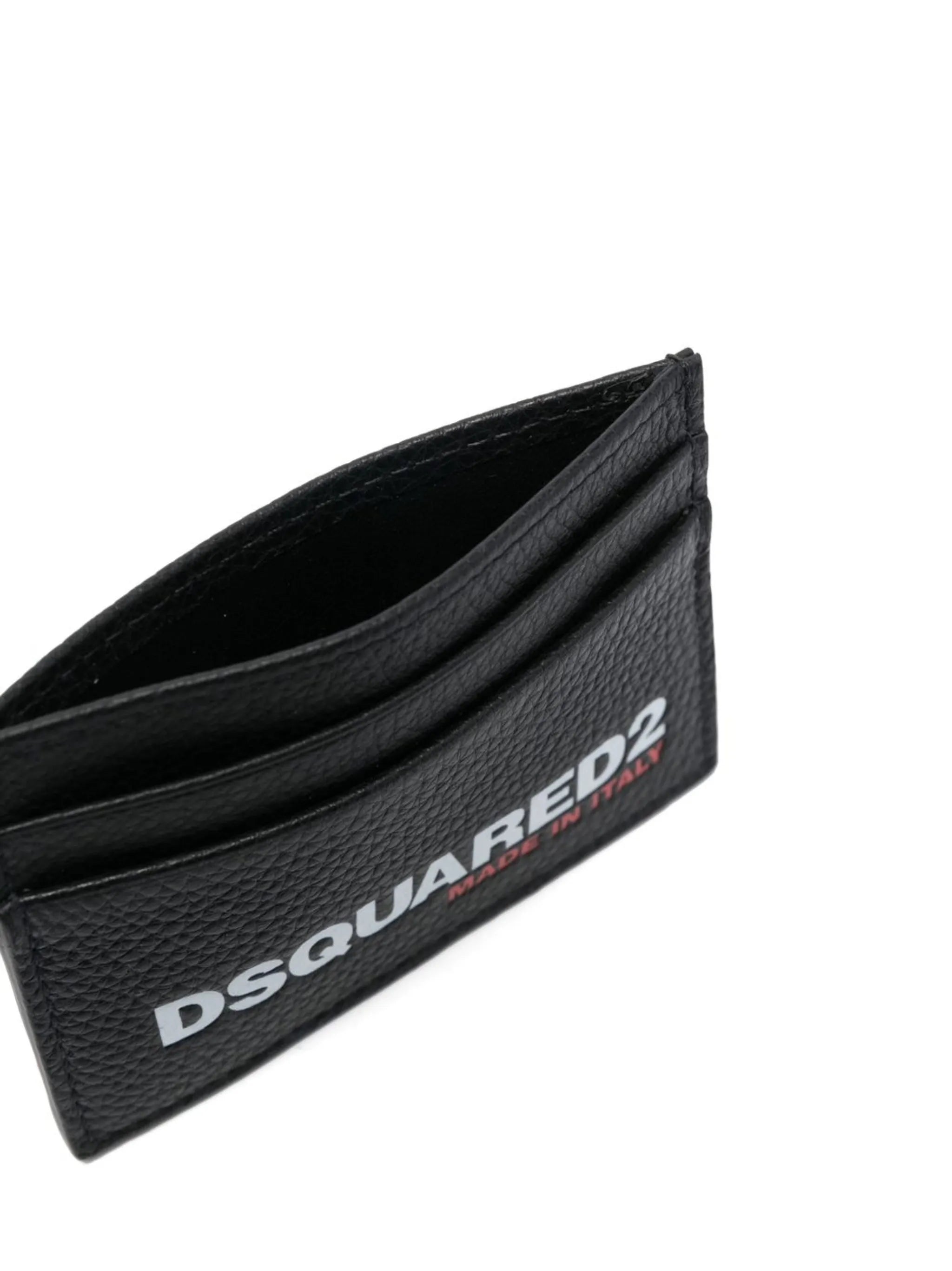 logo-print leather cardholder