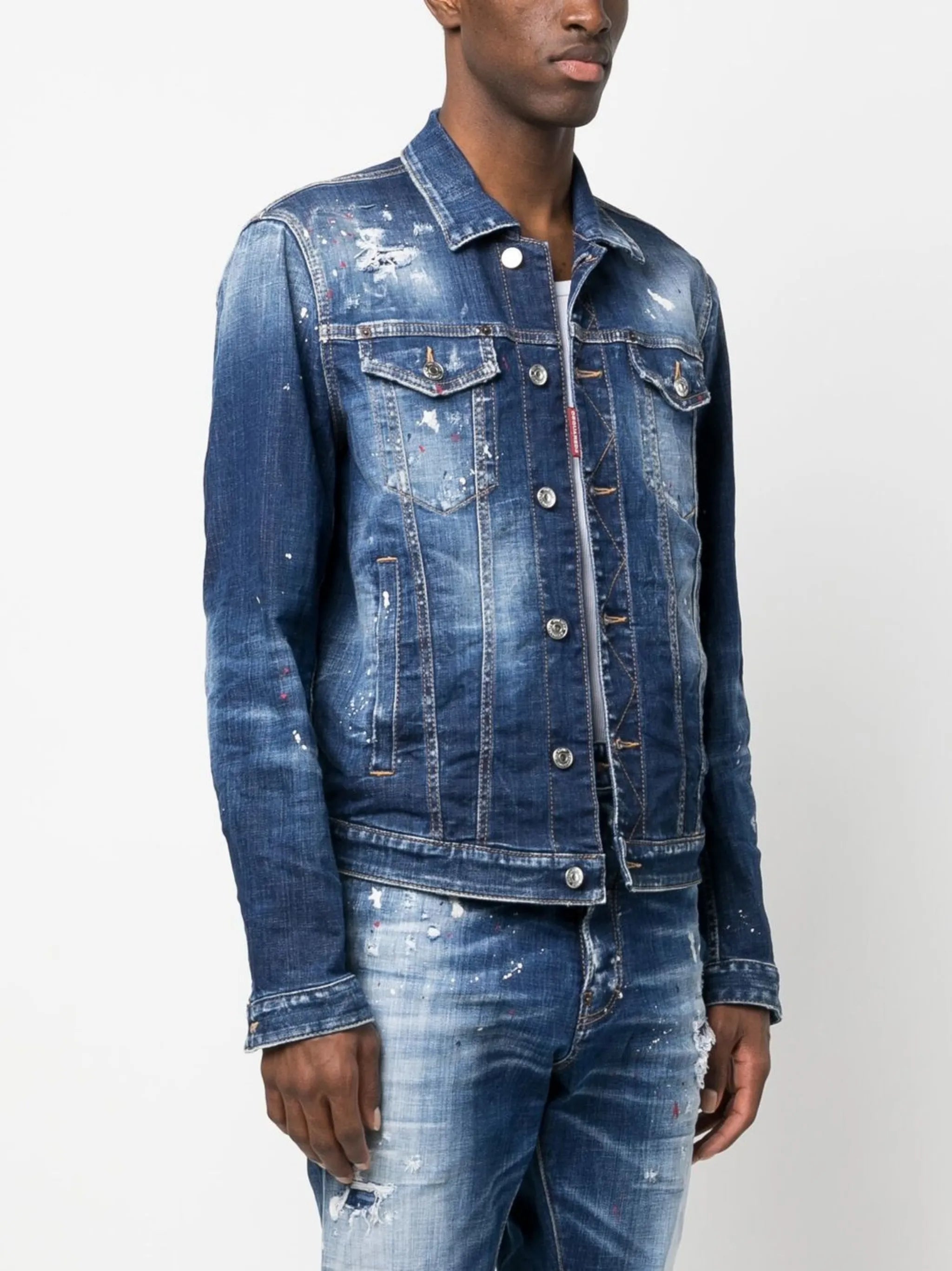 distressed-effect denim jacket