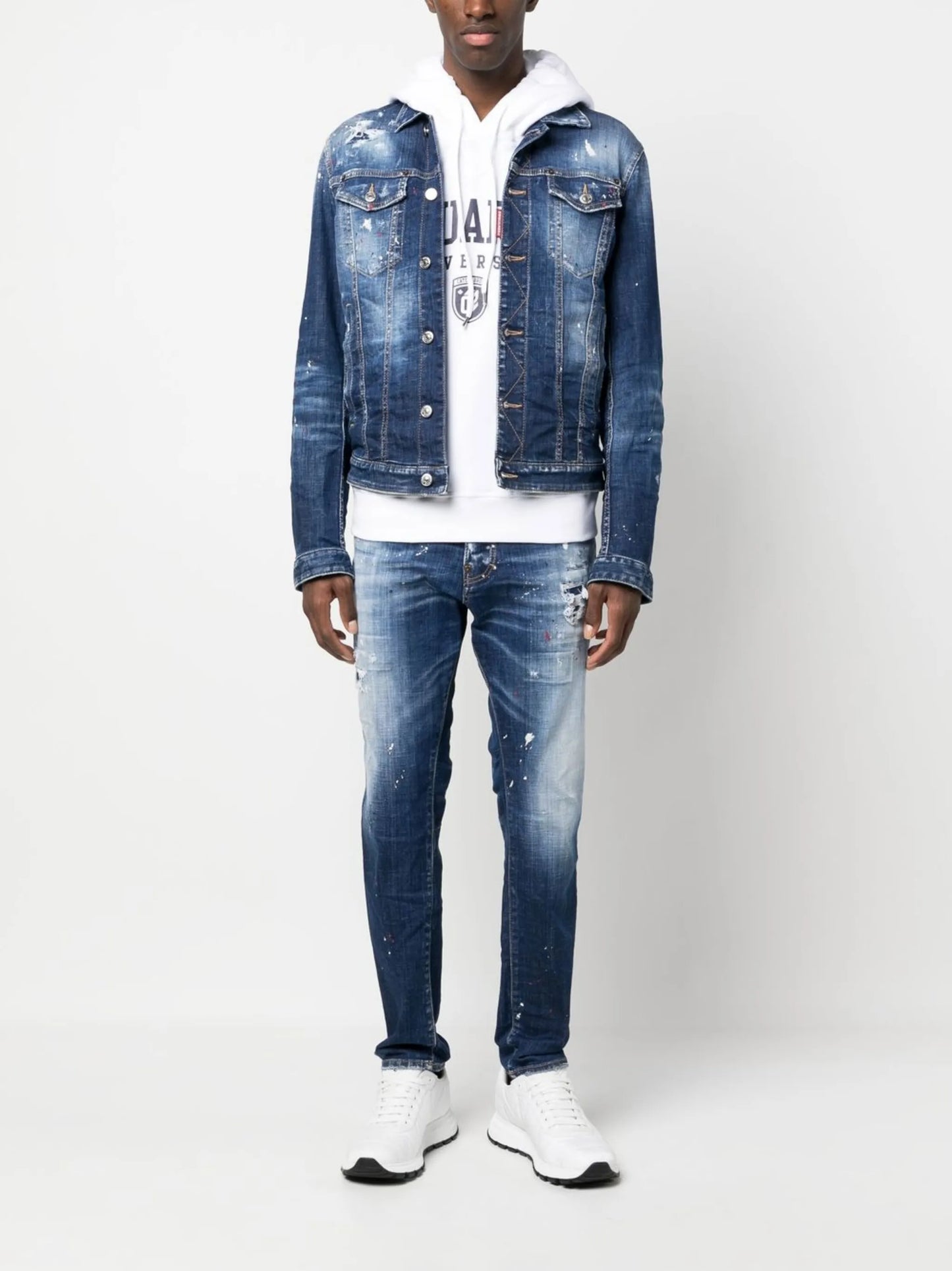 distressed-effect denim jacket