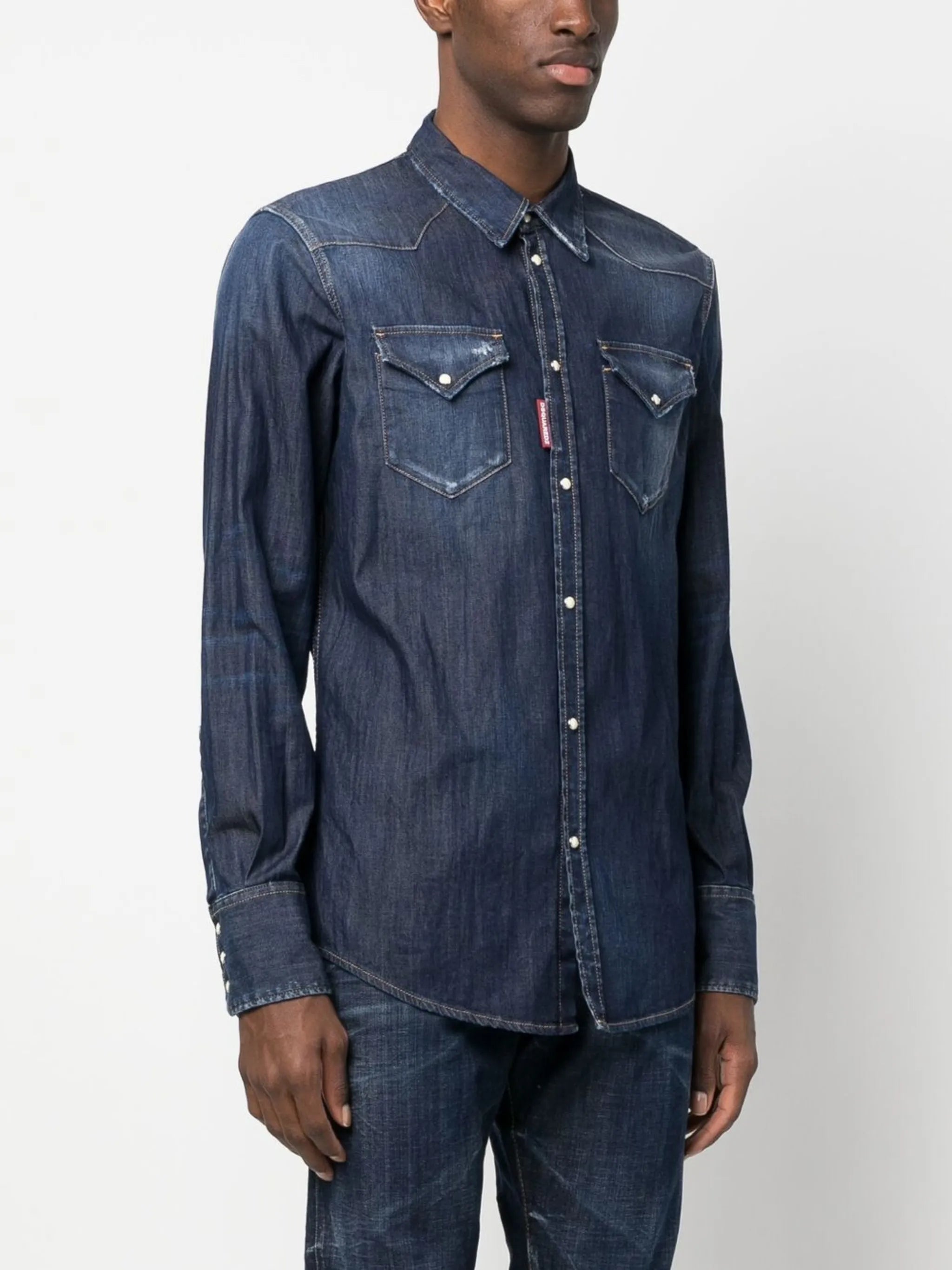 distressed denim shirt