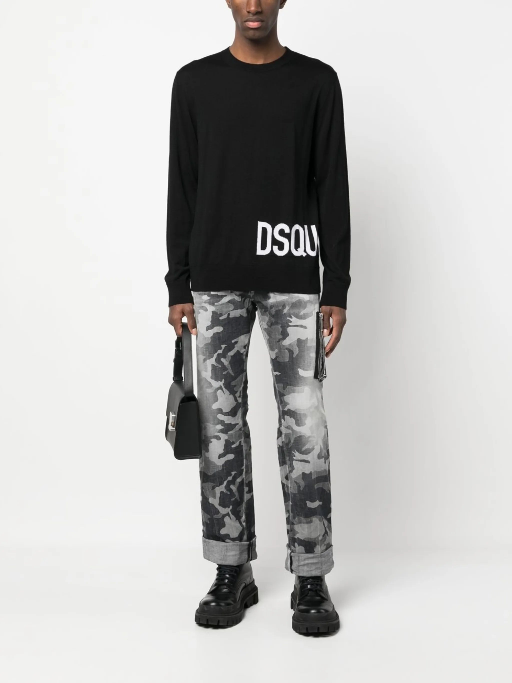 logo-intarsia crew-neck sweater