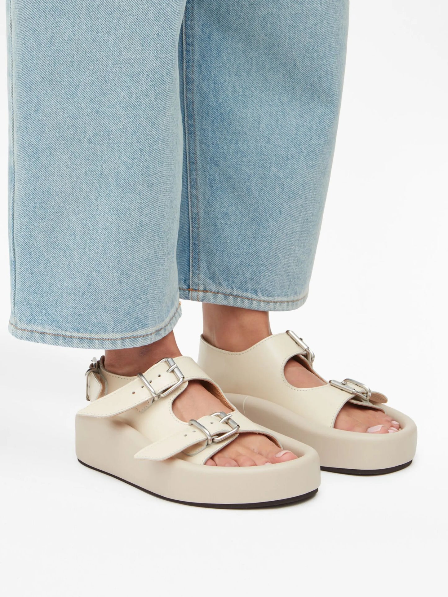 open-toe buckled sandals