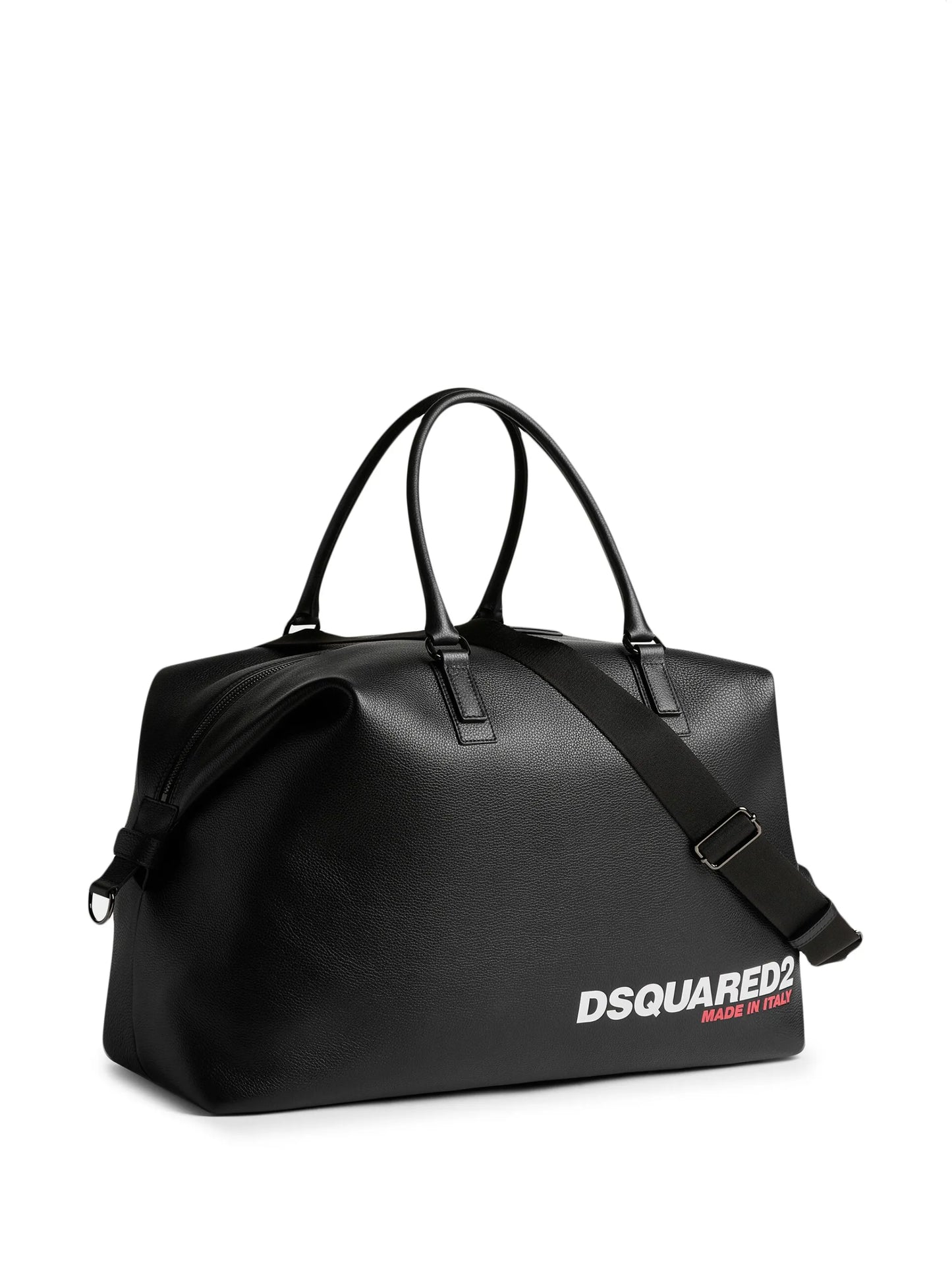logo-print grained tote bag
