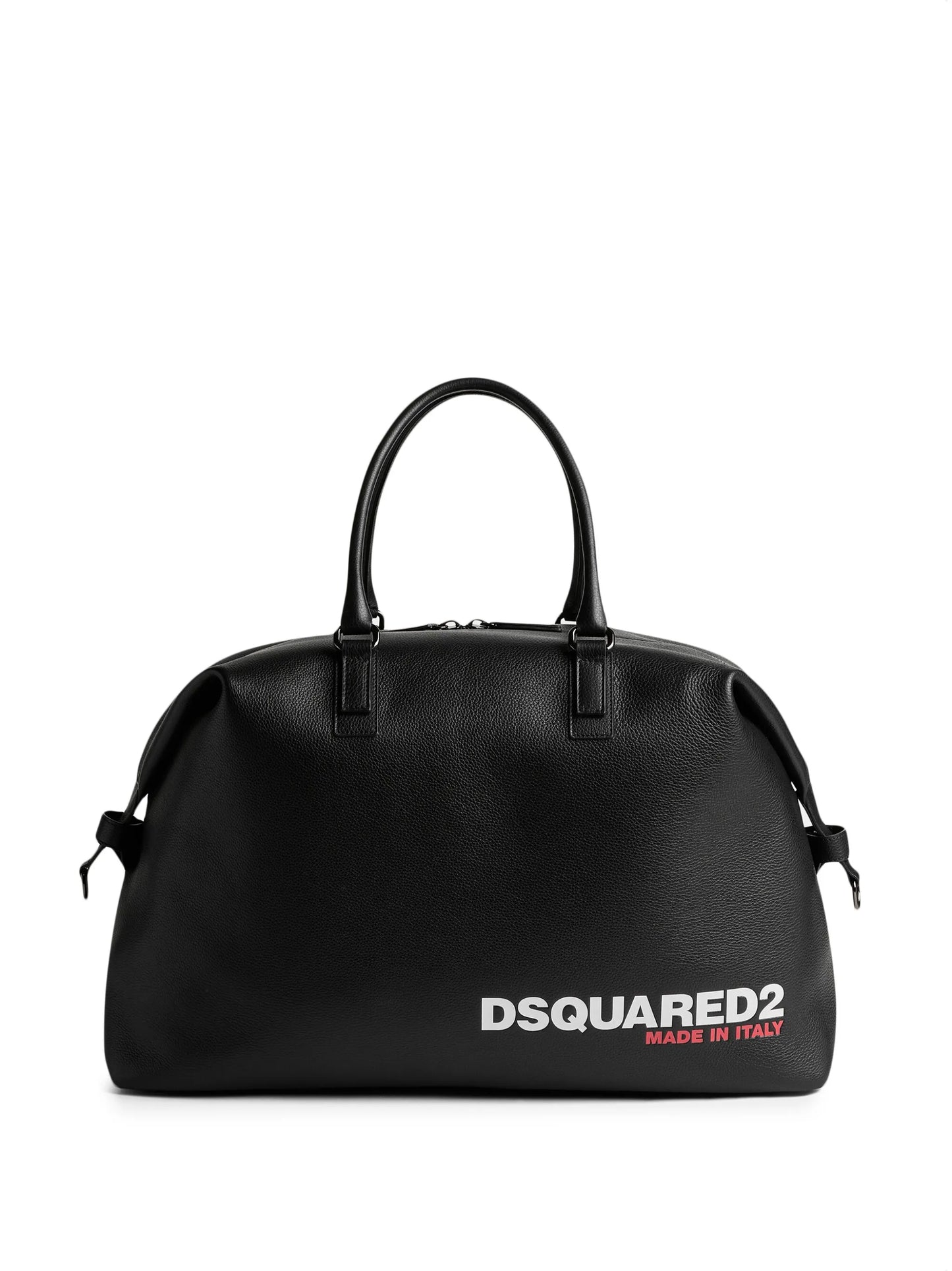 logo-print grained tote bag