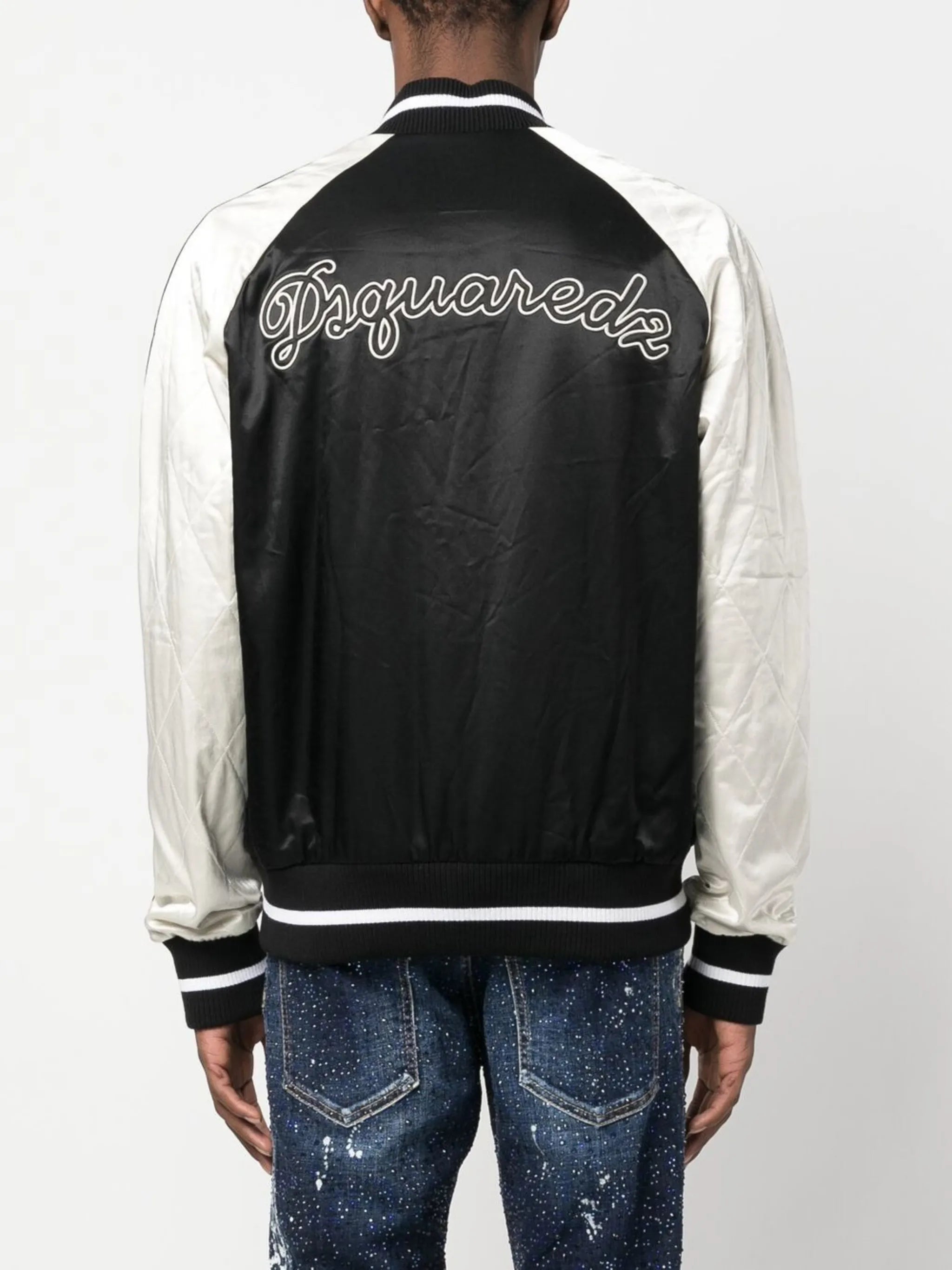 embroidered satin bomber jacket