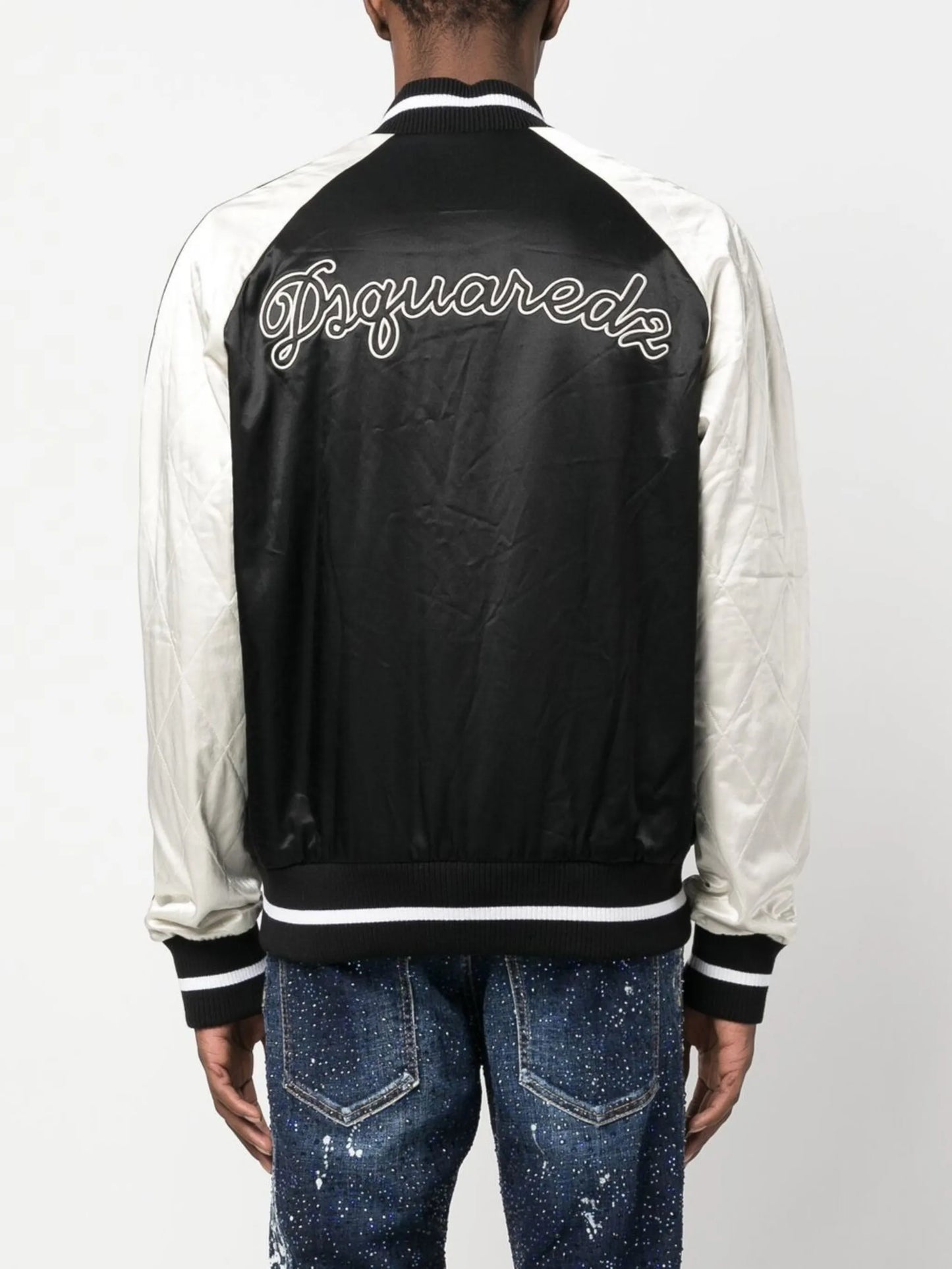 embroidered satin bomber jacket