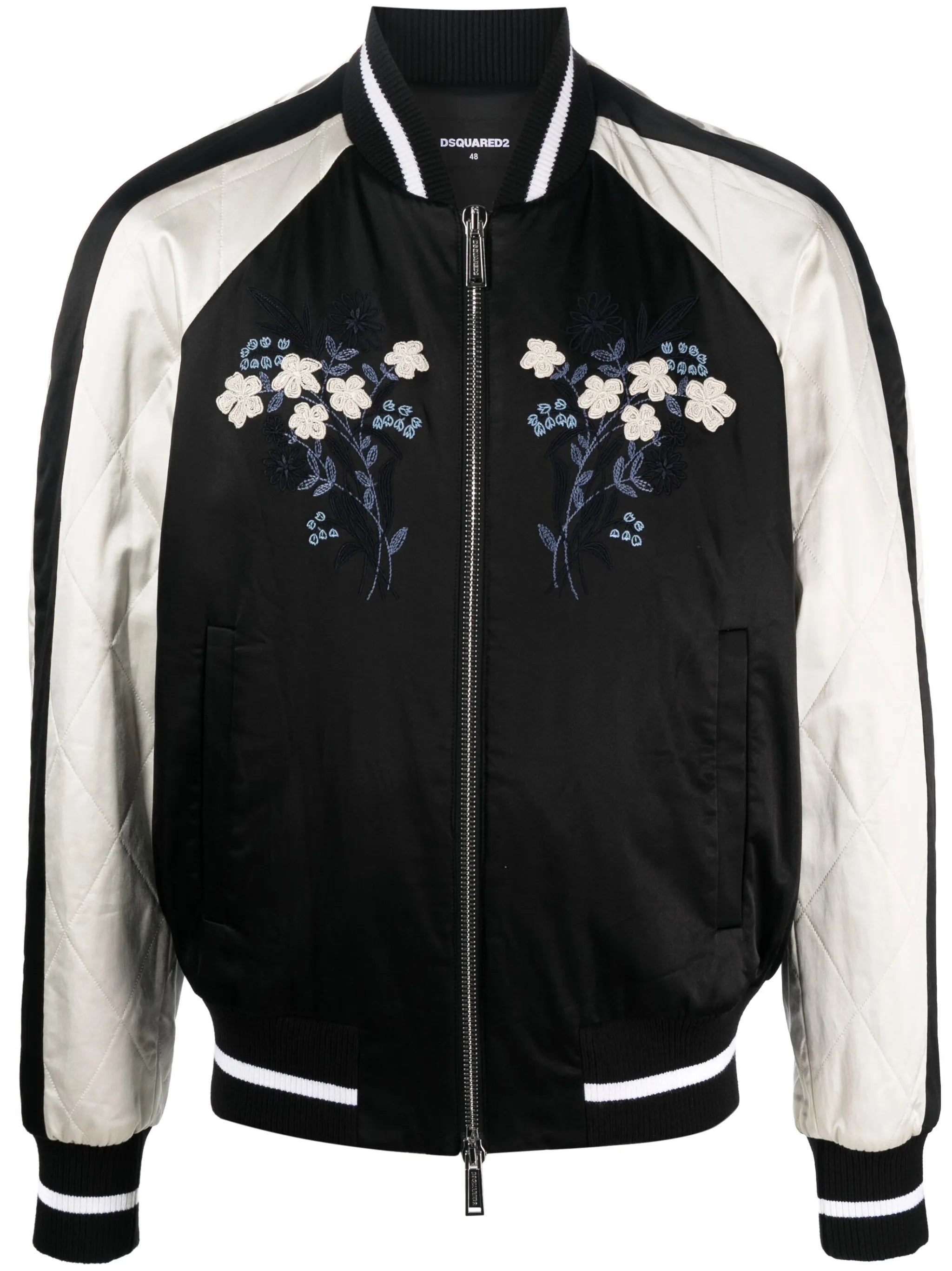 embroidered satin bomber jacket