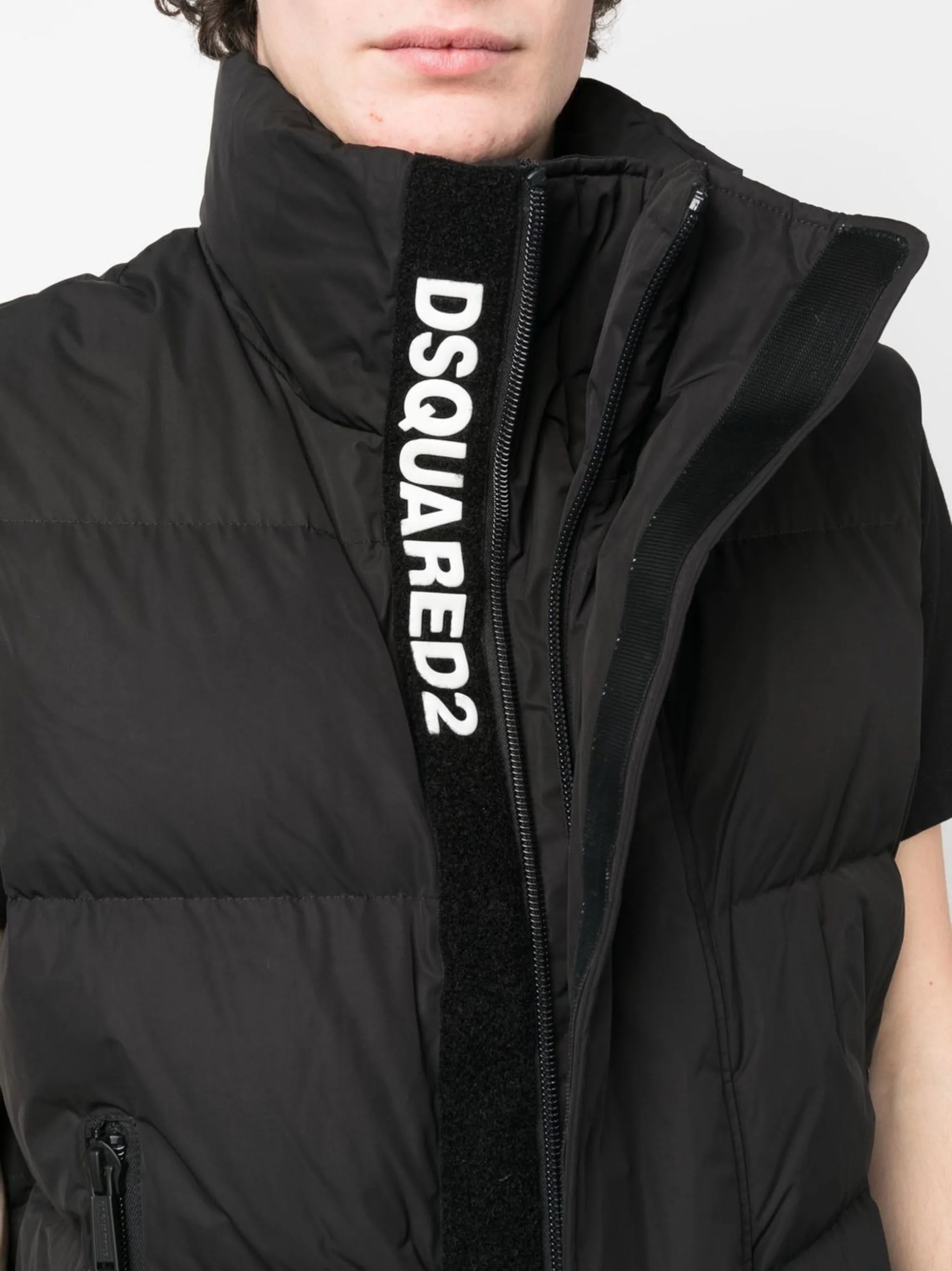 funnel-neck padded gilet
