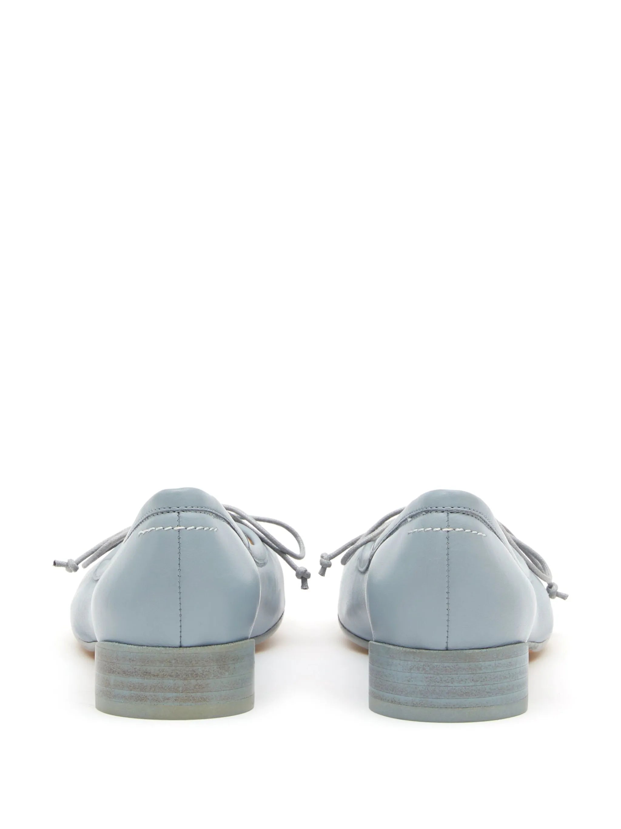 Anatomic bow-detail leather ballerinas