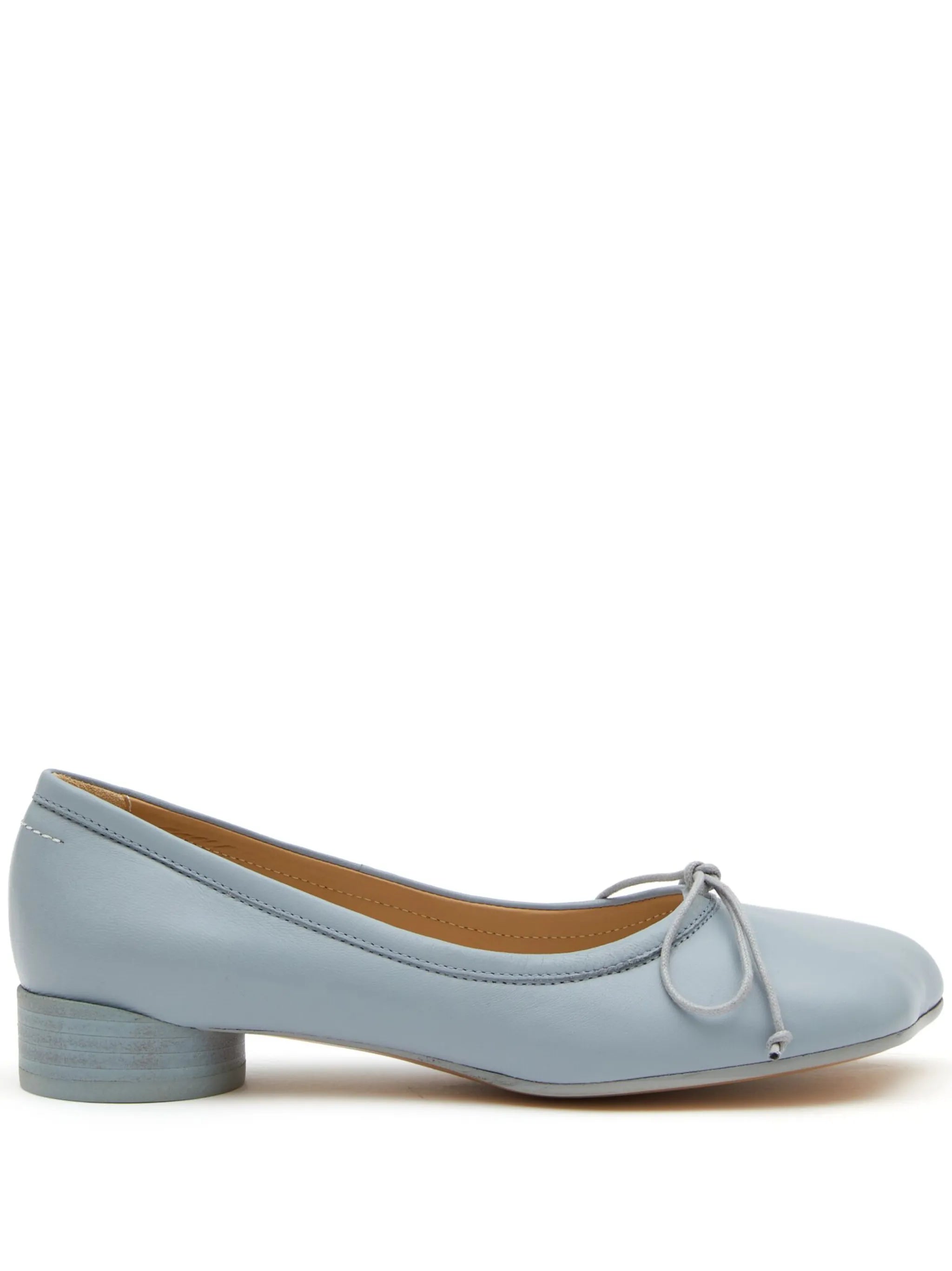 Anatomic bow-detail leather ballerinas