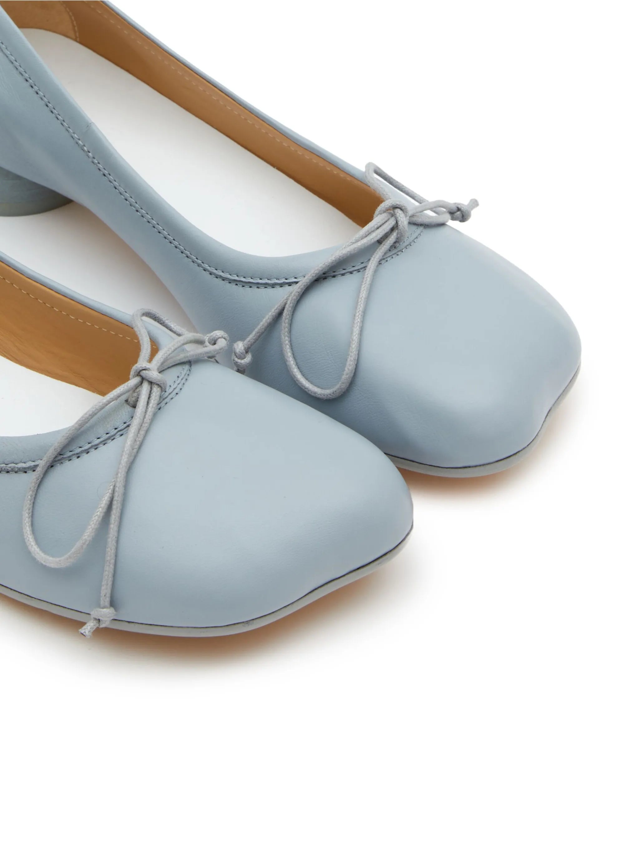 Anatomic bow-detail leather ballerinas