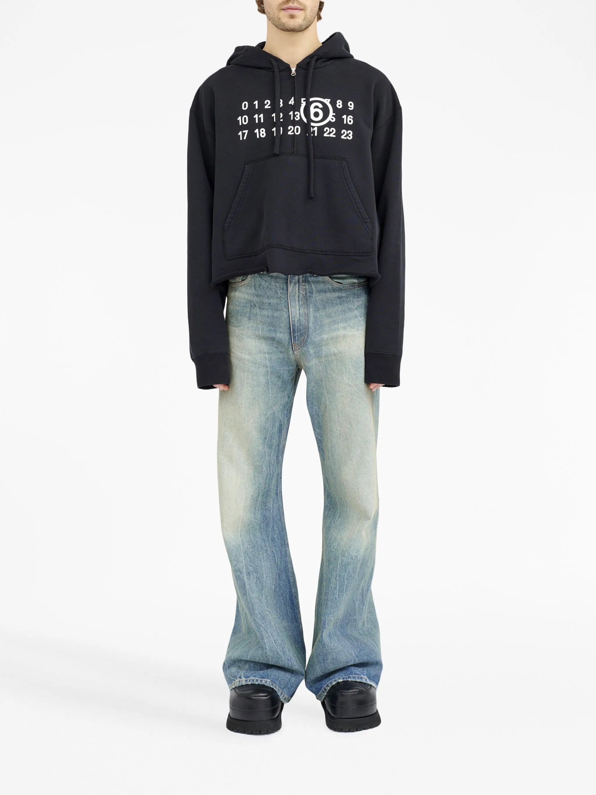 numbers-motif zip-up hoodie