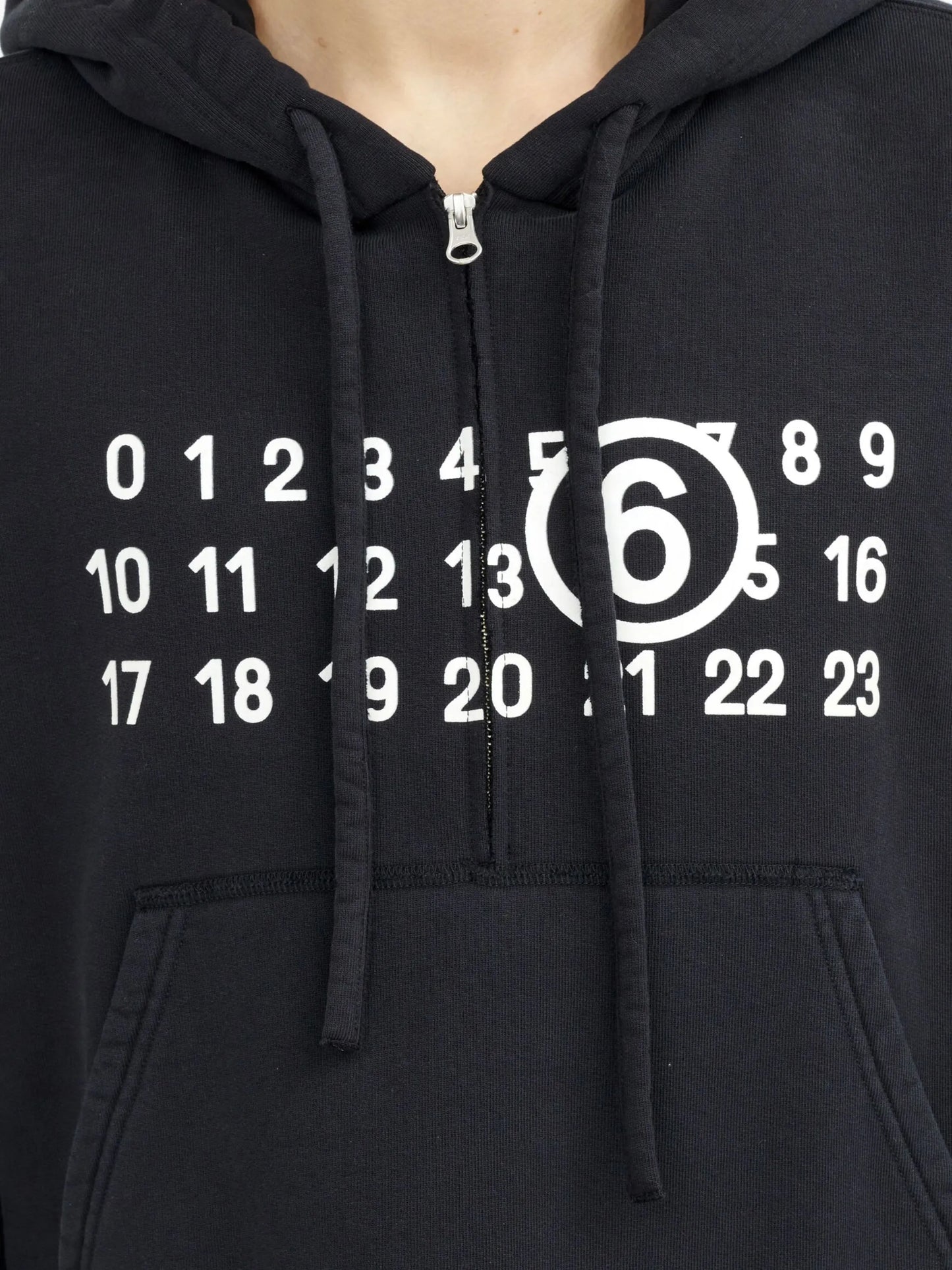numbers-motif zip-up hoodie