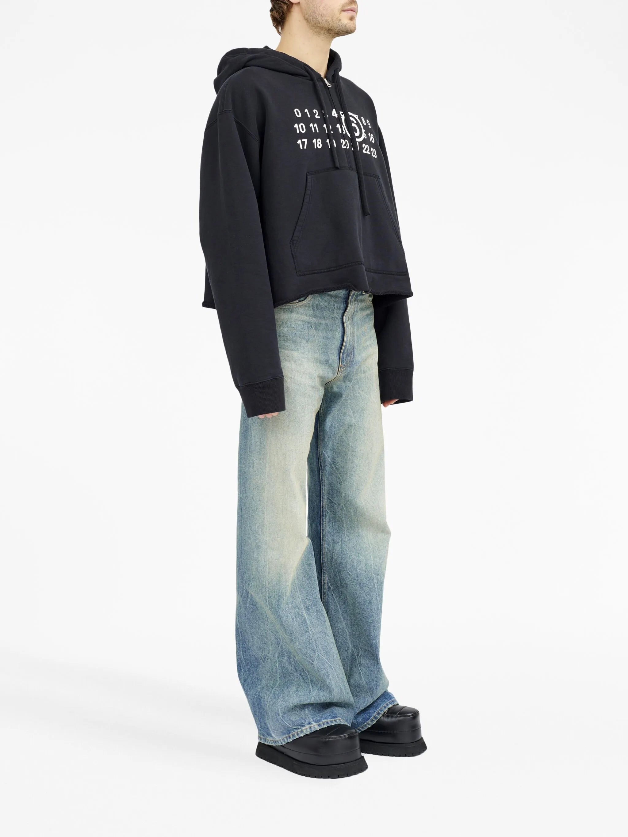 numbers-motif zip-up hoodie