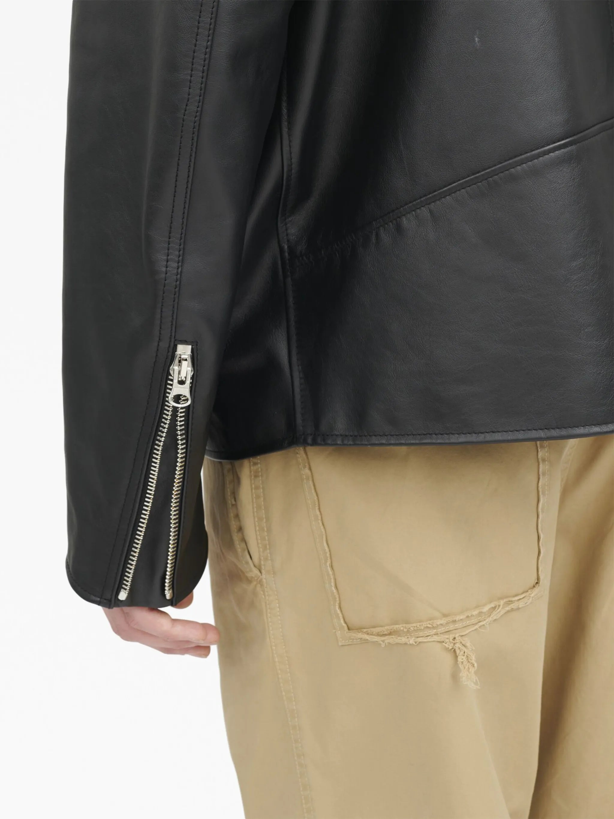 hooded leather jacket
