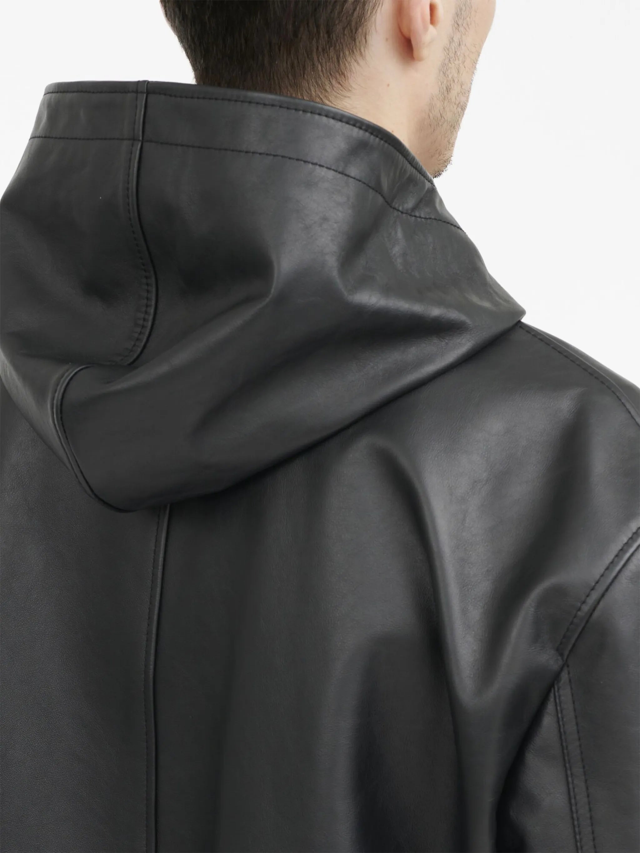 hooded leather jacket