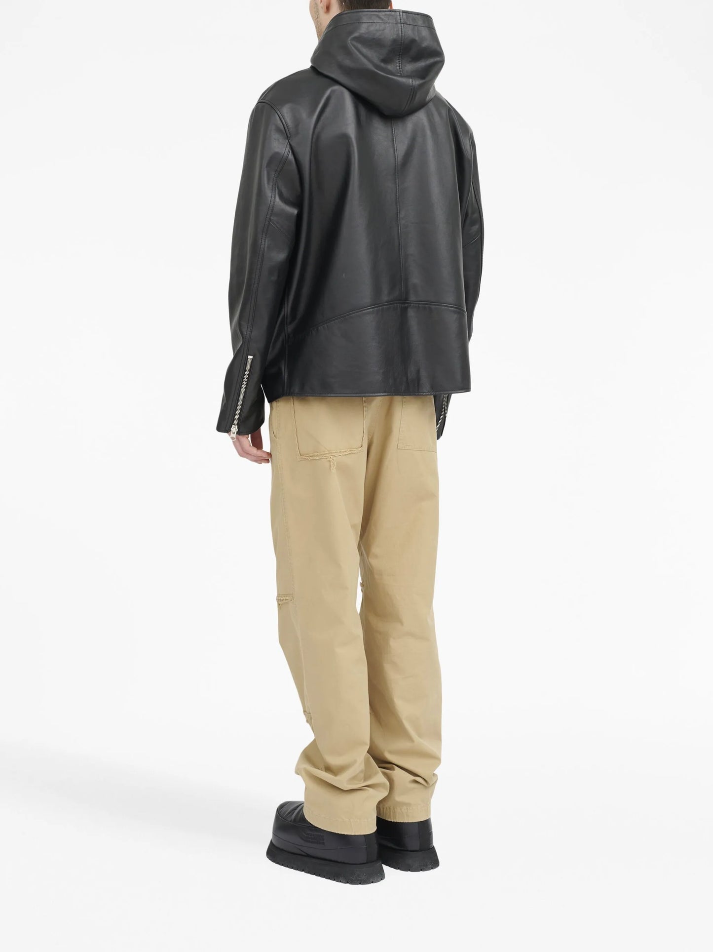 hooded leather jacket