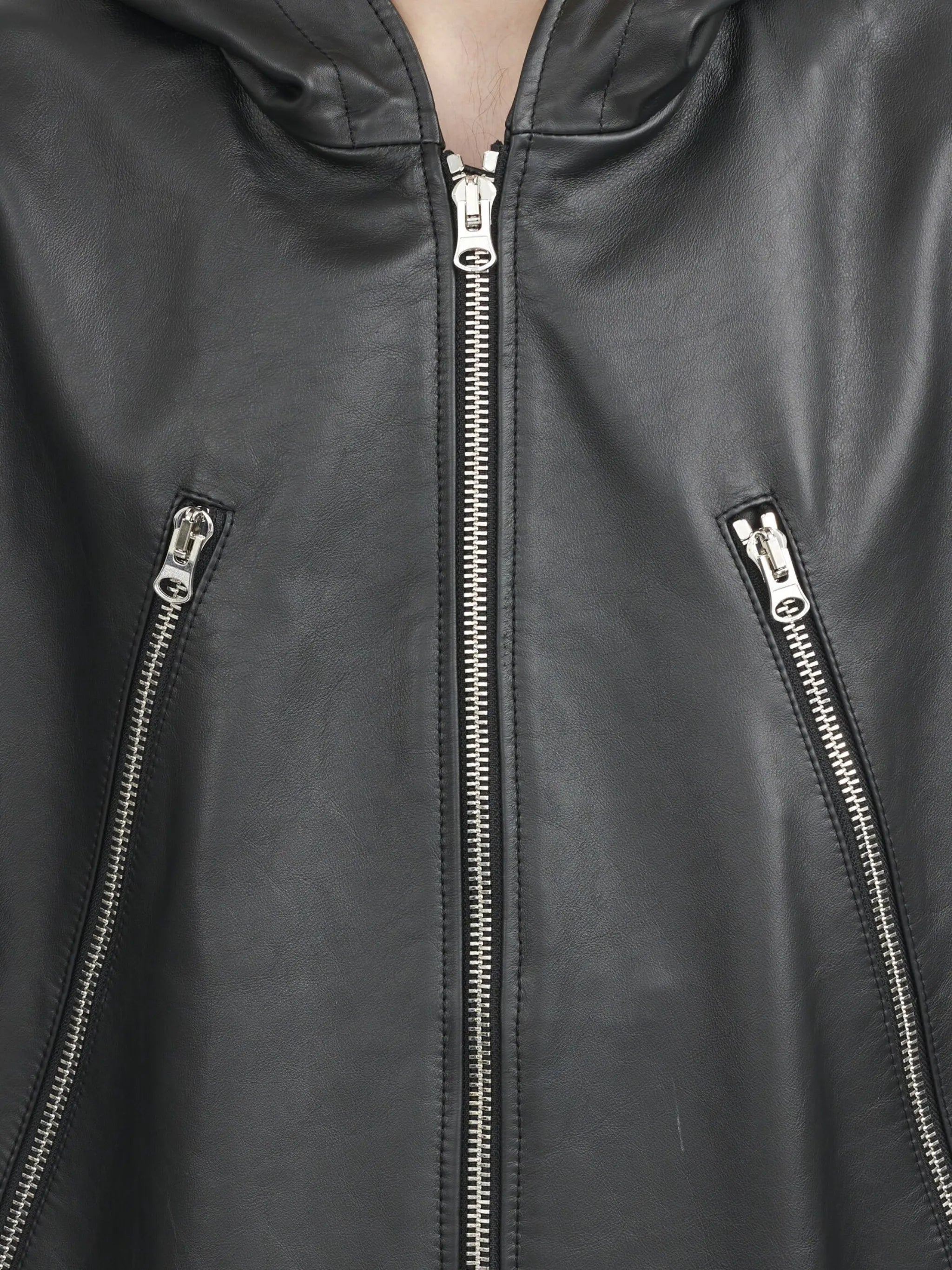 hooded leather jacket