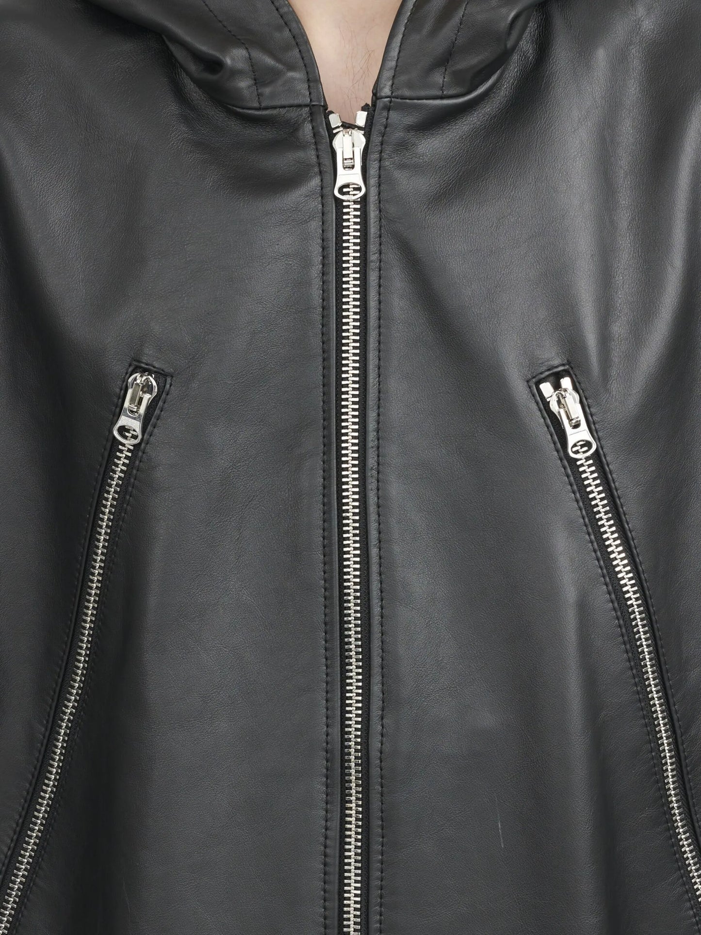 hooded leather jacket