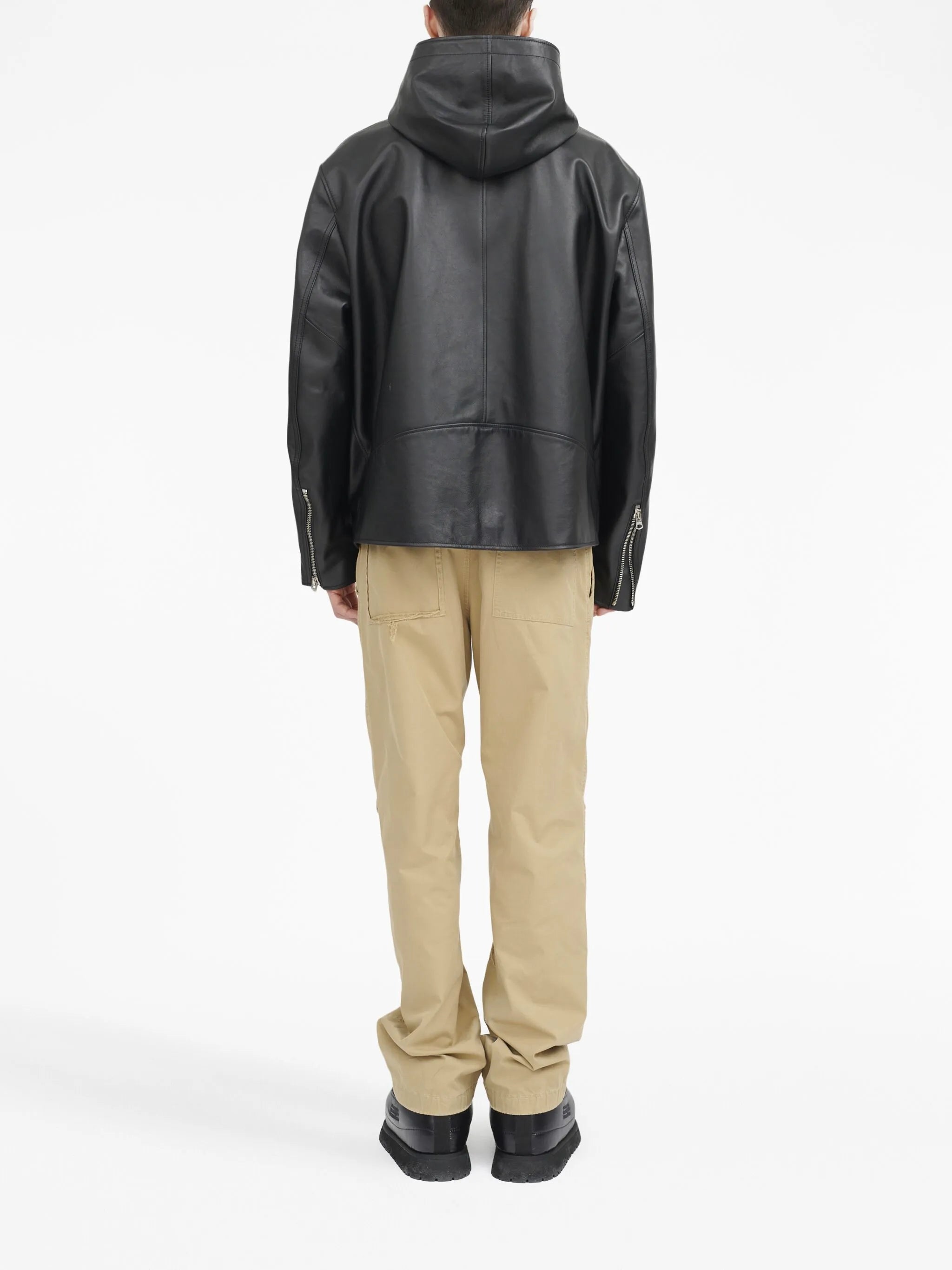 hooded leather jacket