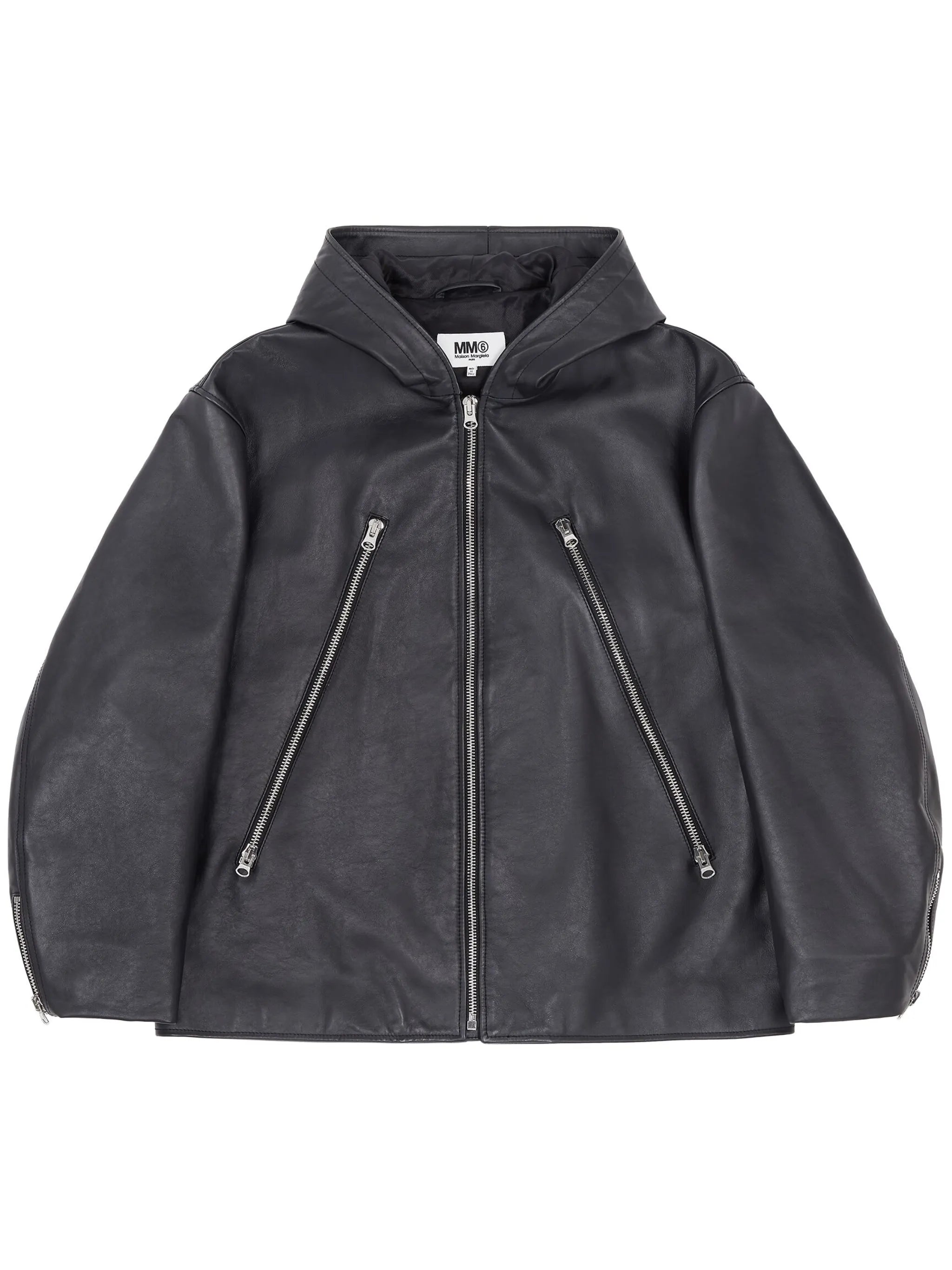 hooded leather jacket