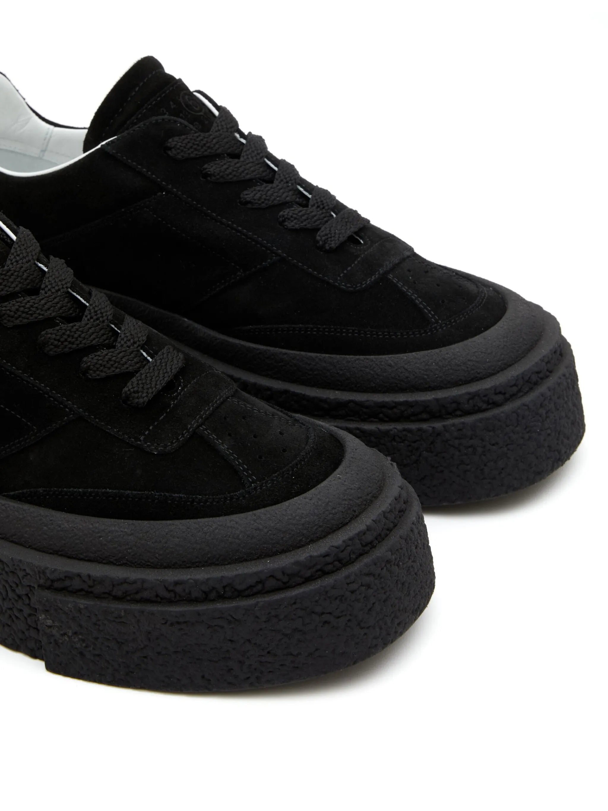 logo-embossed suede sneakers