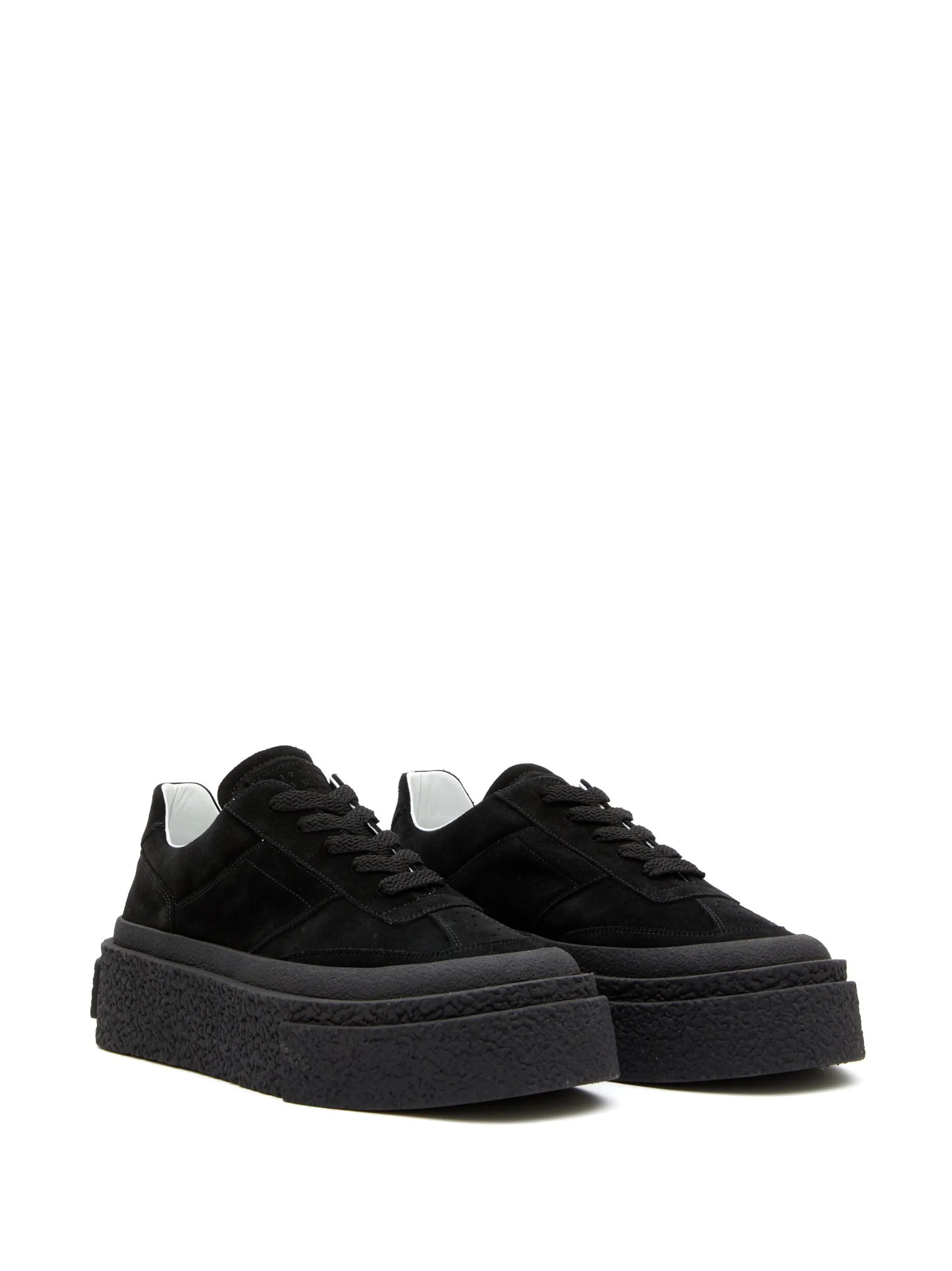logo-embossed suede sneakers
