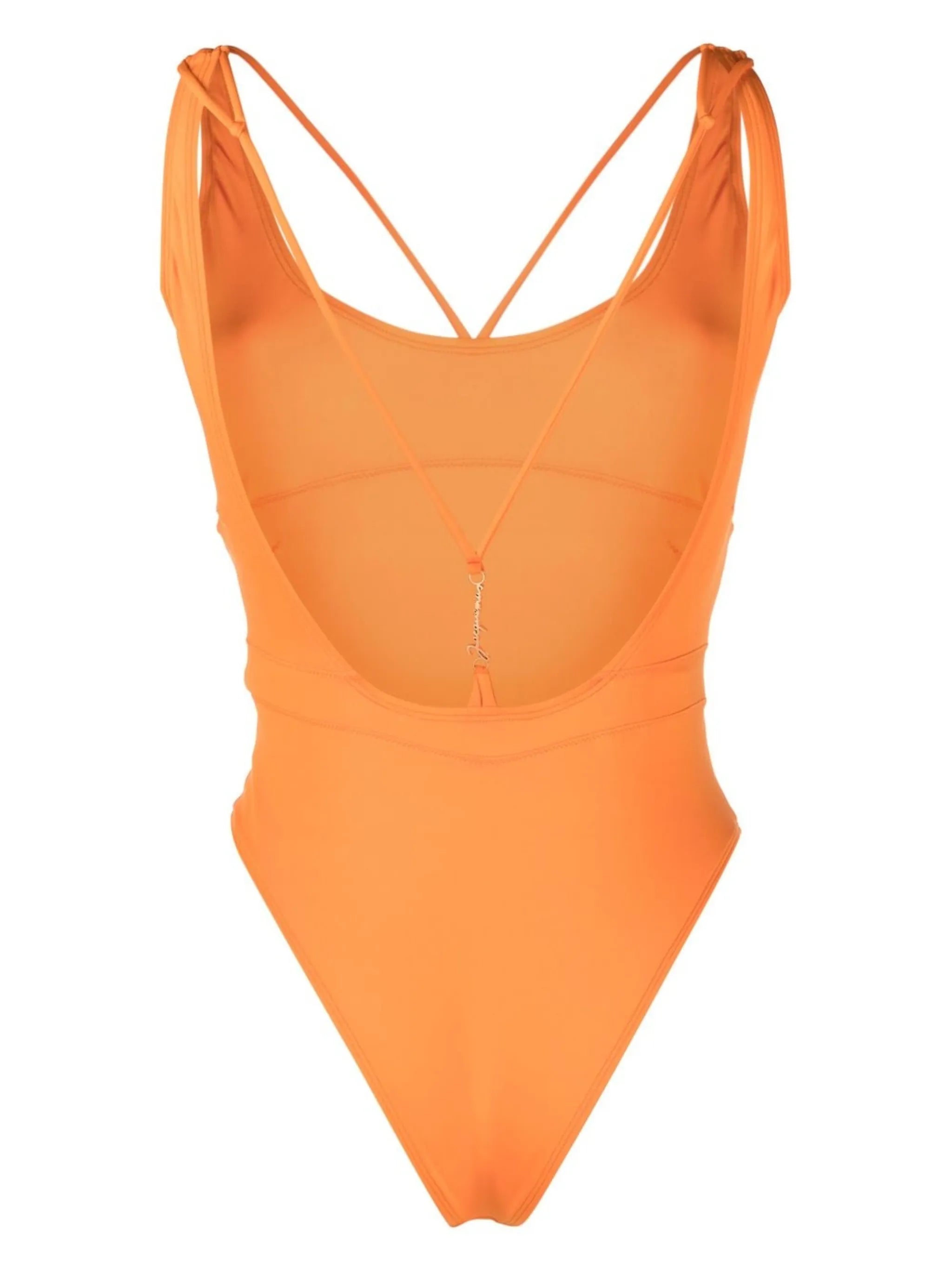 logo-lettering open-back swimsuit