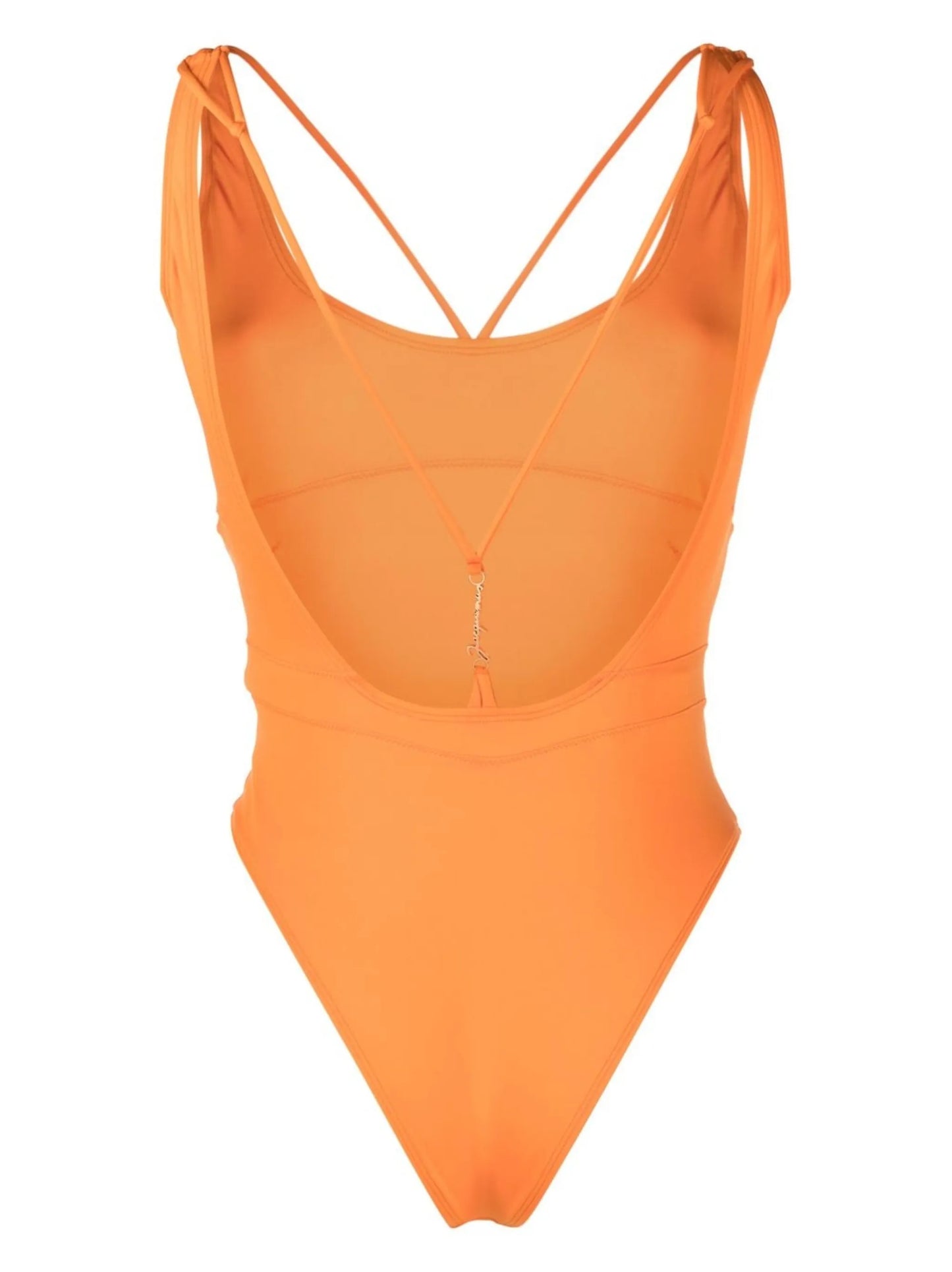 logo-lettering open-back swimsuit