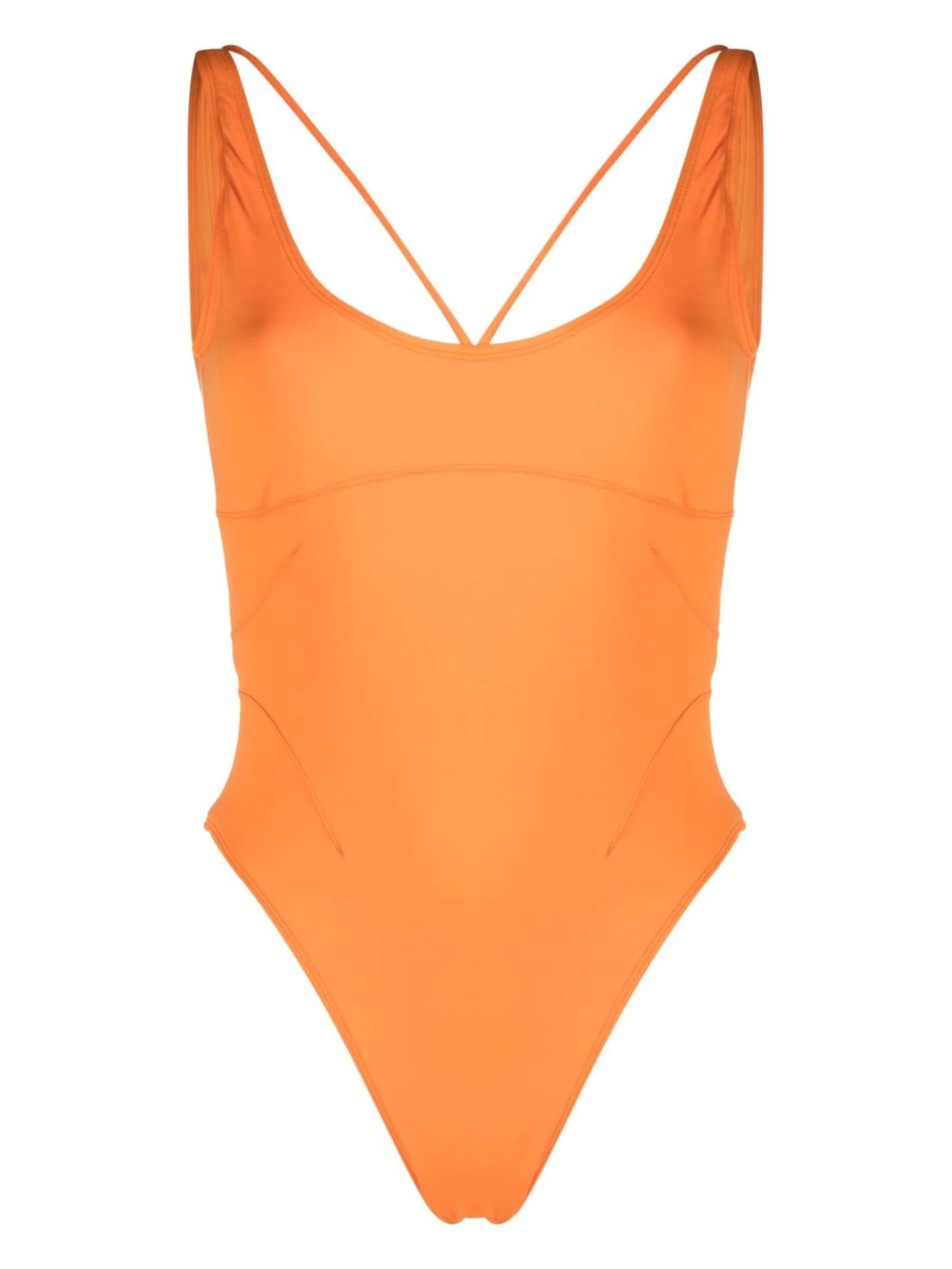 logo-lettering open-back swimsuit