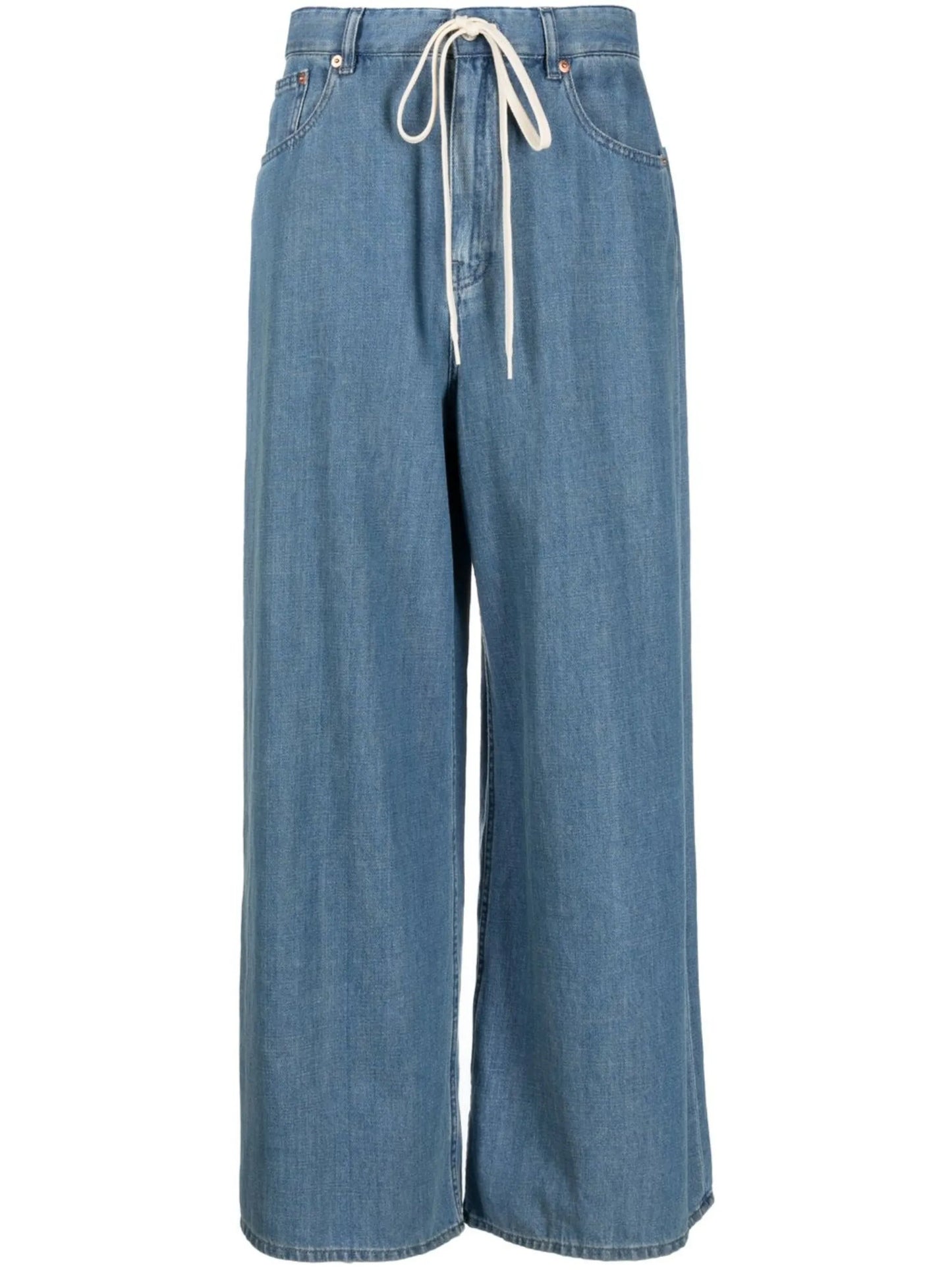 drawstring-waist wide-leg trousers