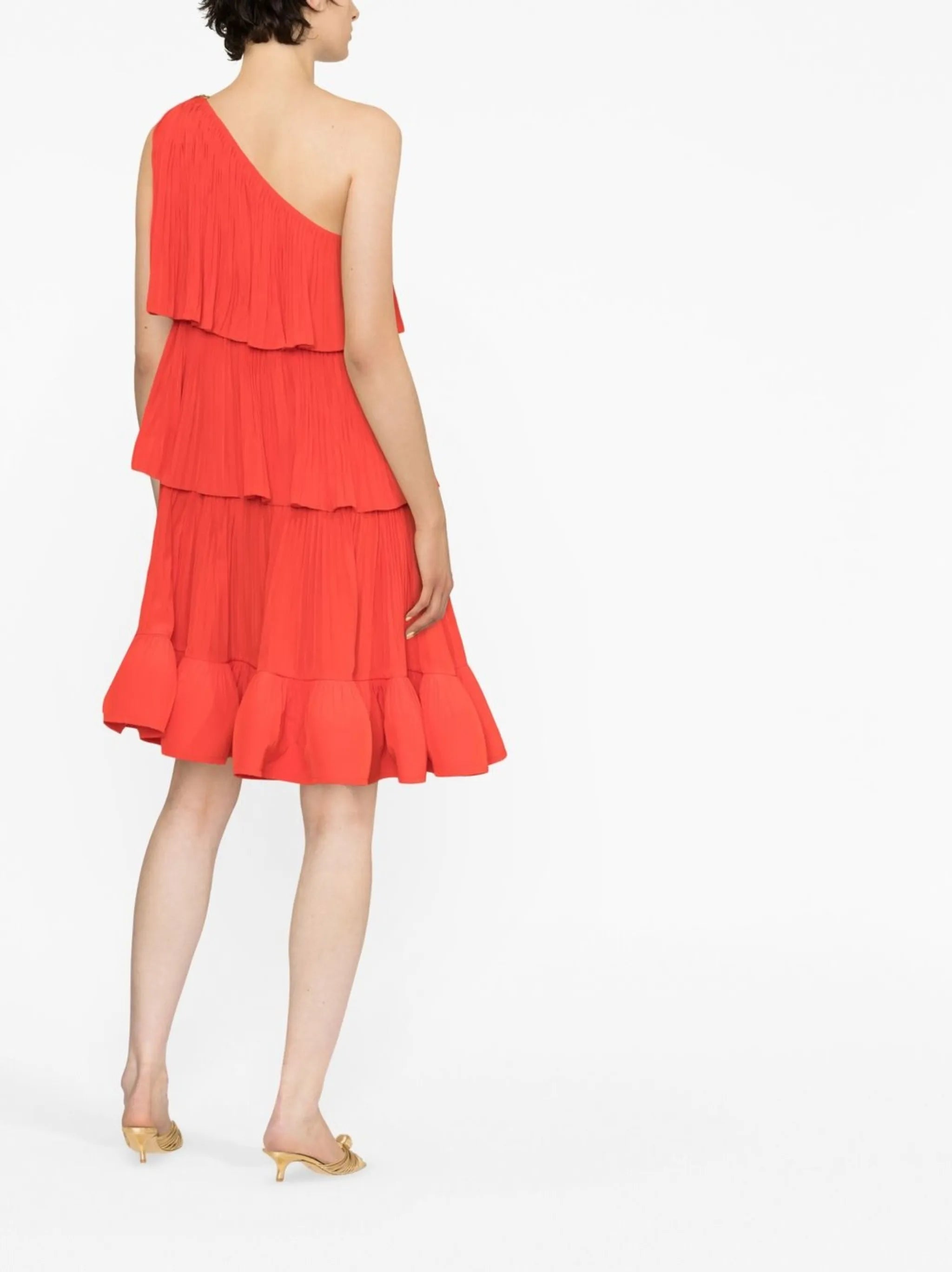 pleated one-shoulder dress