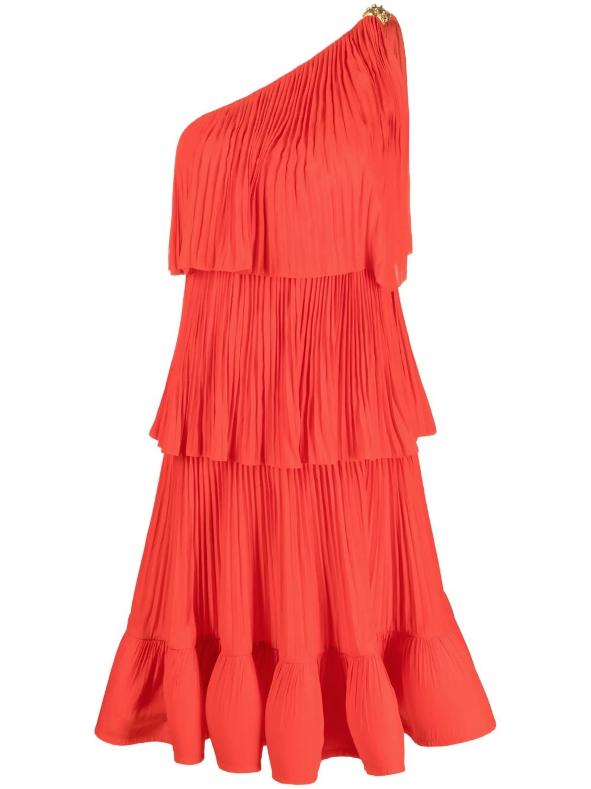 pleated one-shoulder dress