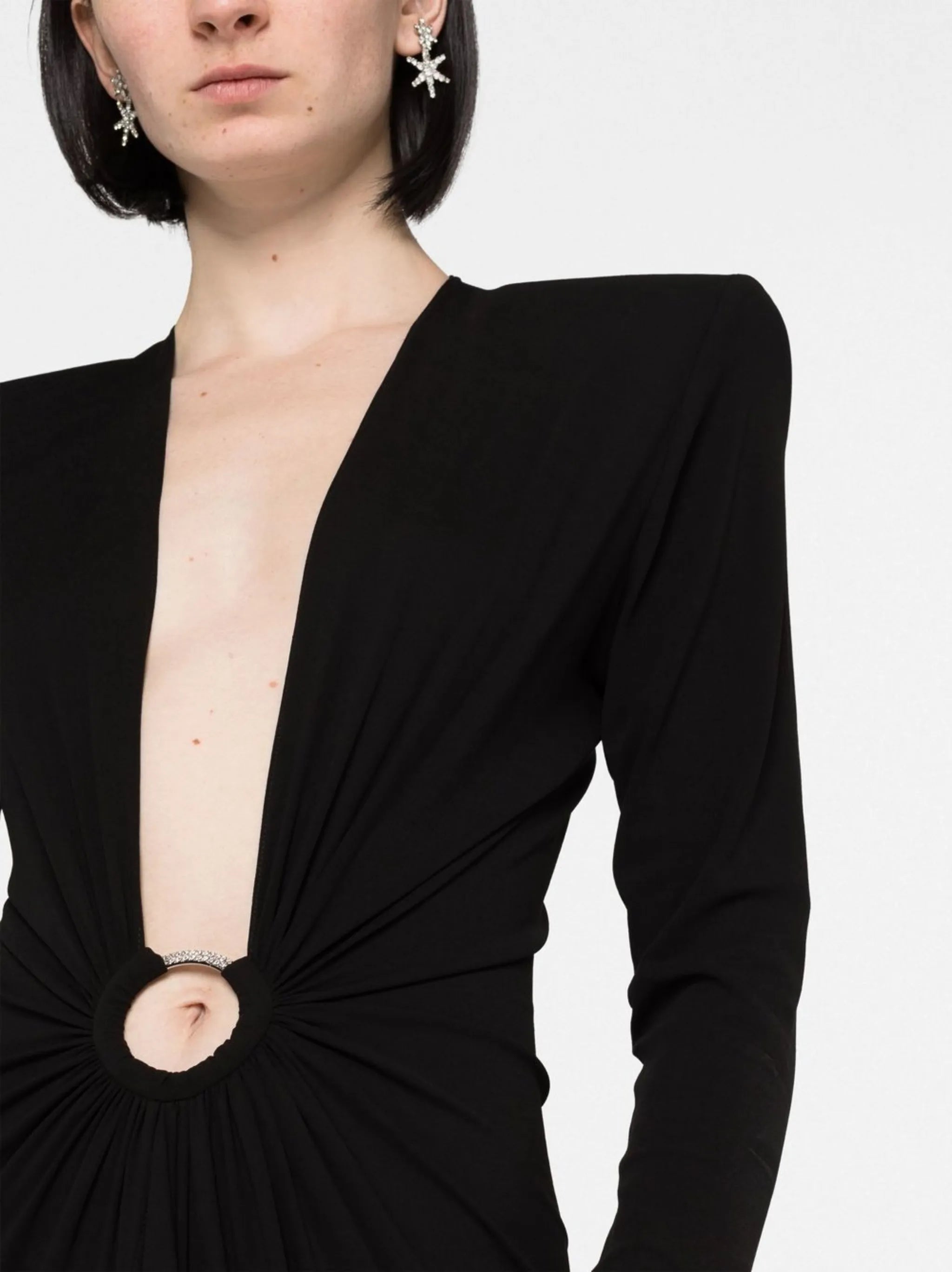 plunge-neck gown