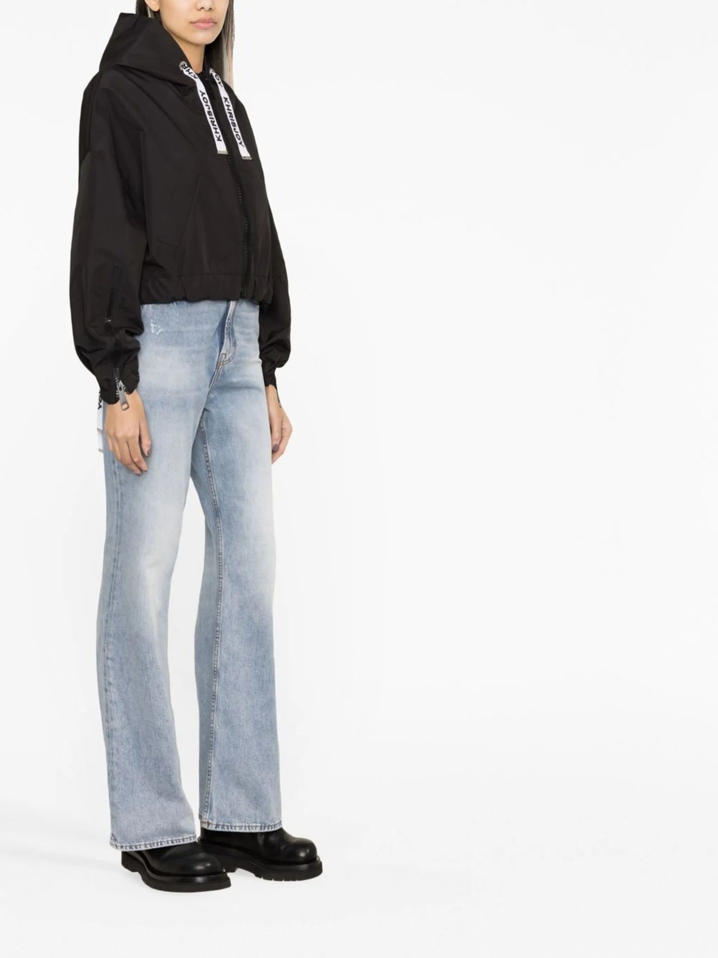 drawstring cropped windbreaker