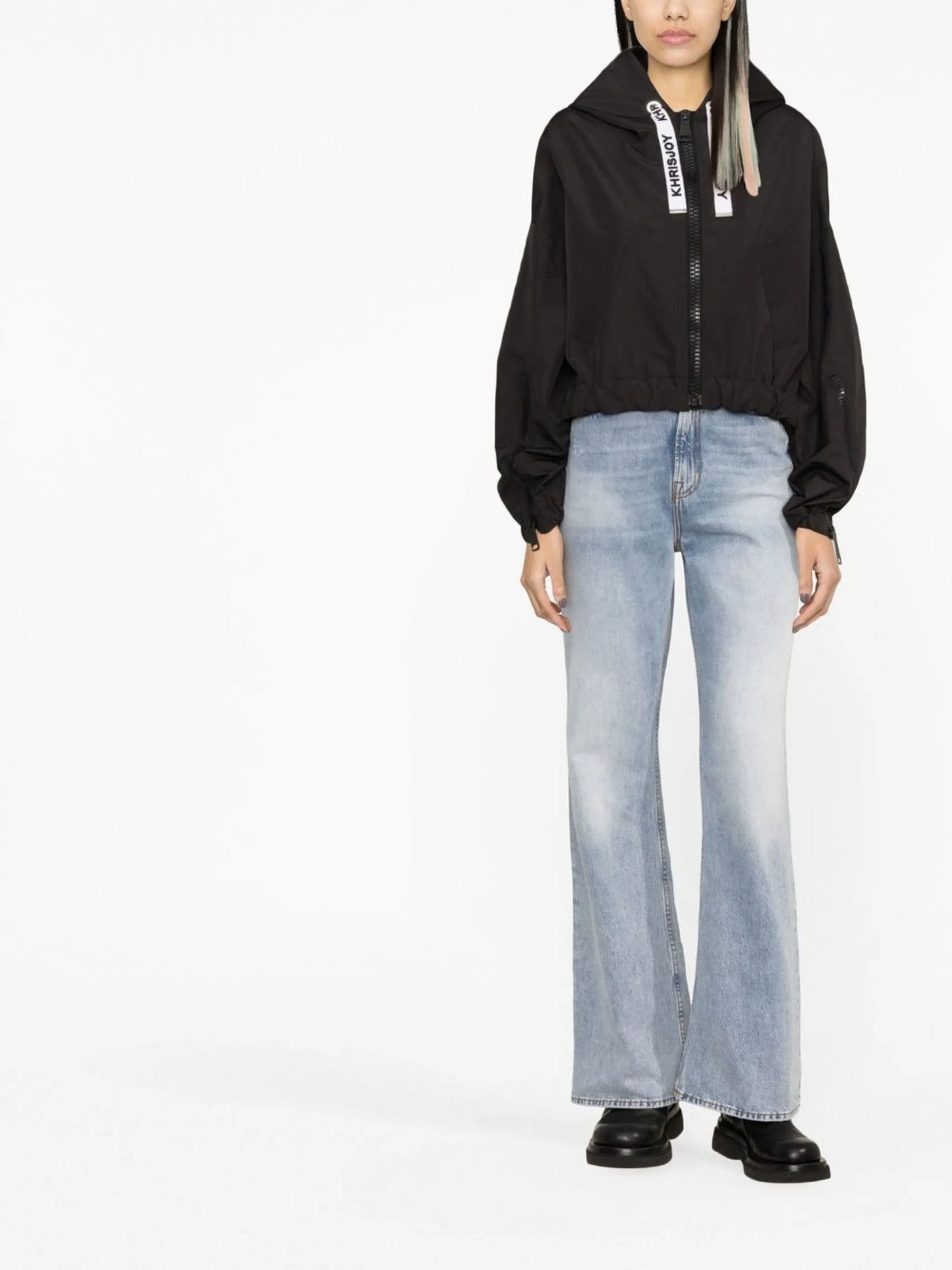 drawstring cropped windbreaker