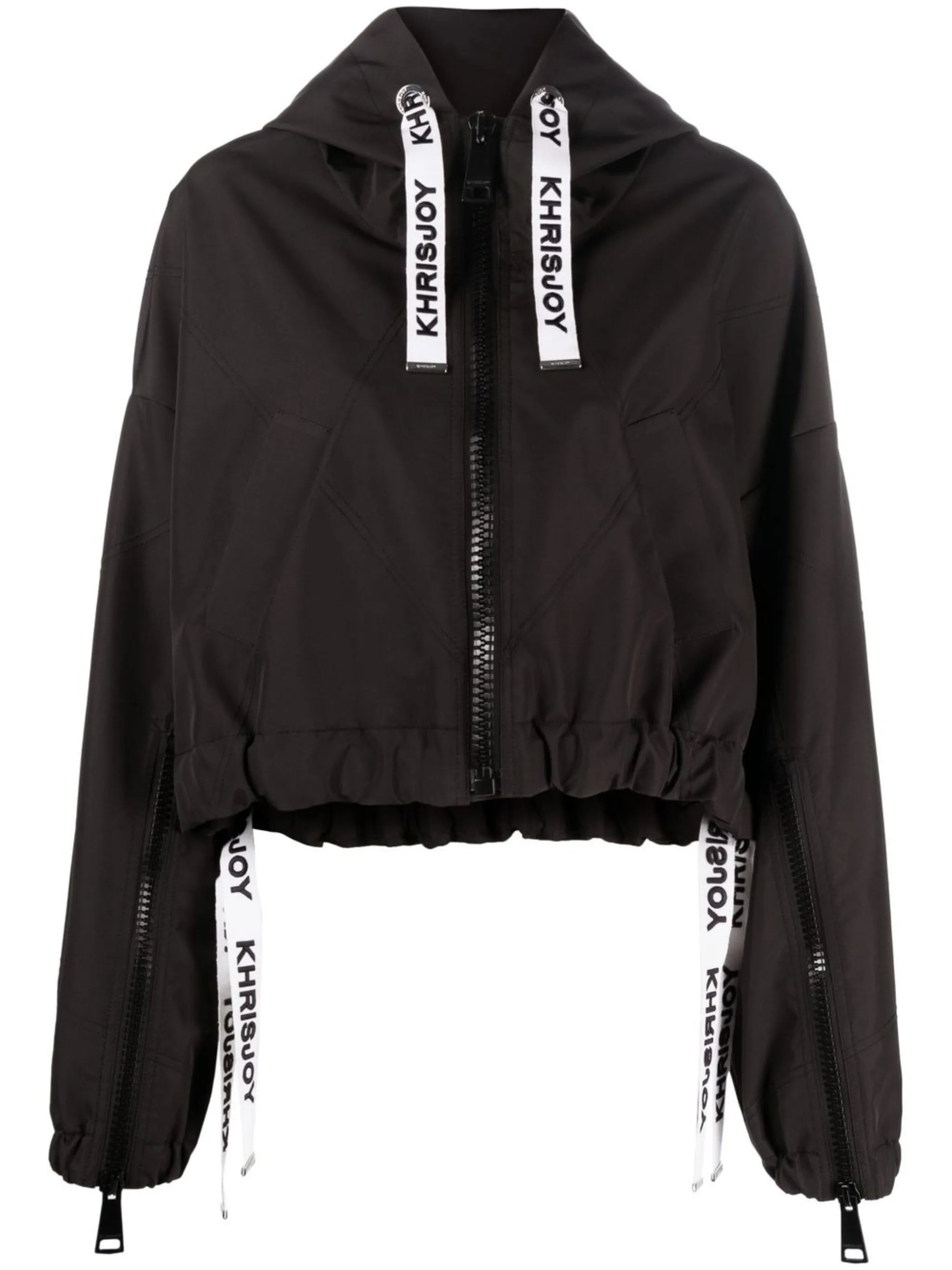 drawstring cropped windbreaker