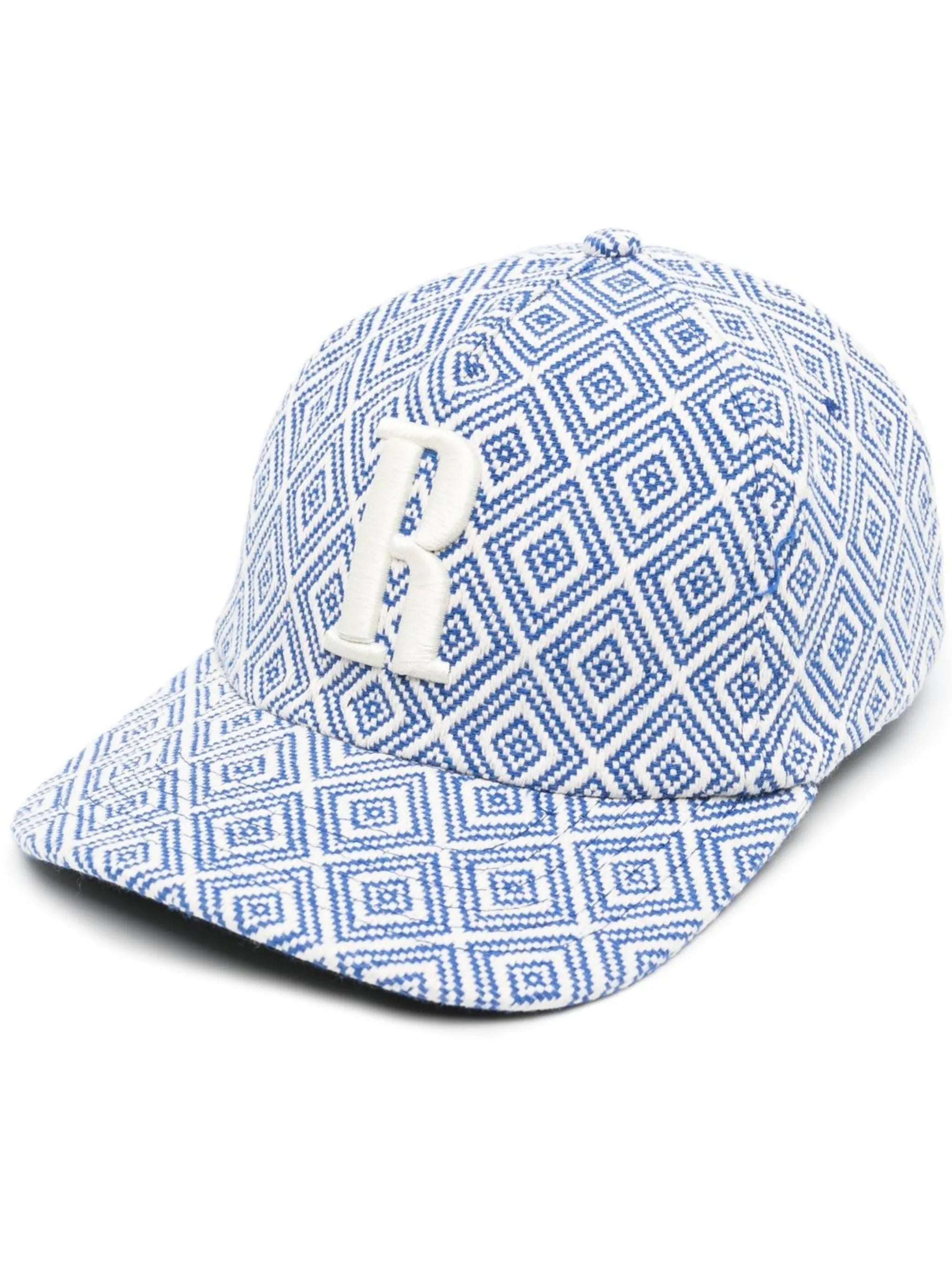 patterned embroidered-logo cap