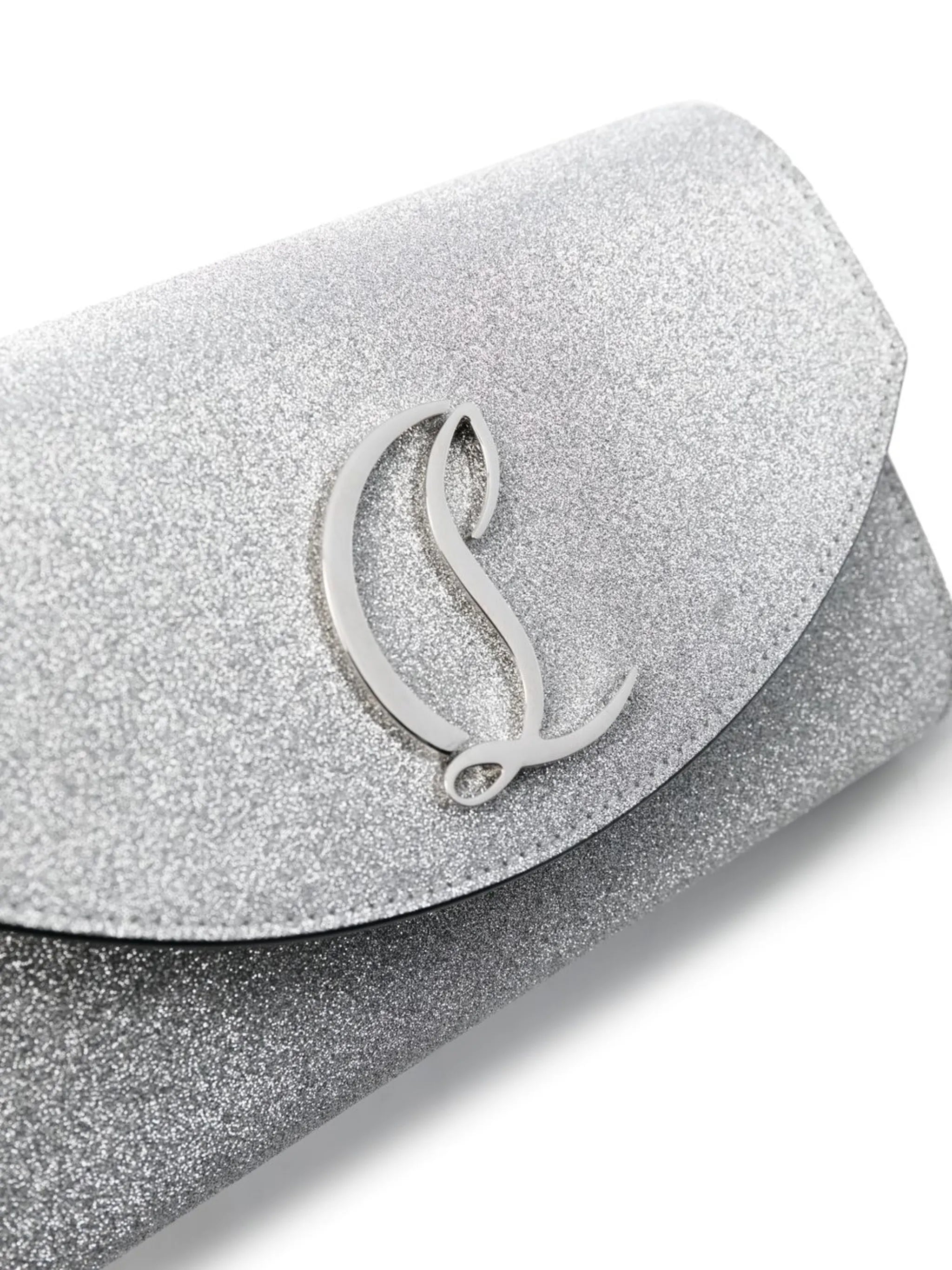 Loubi54 leather glitter clutch bag