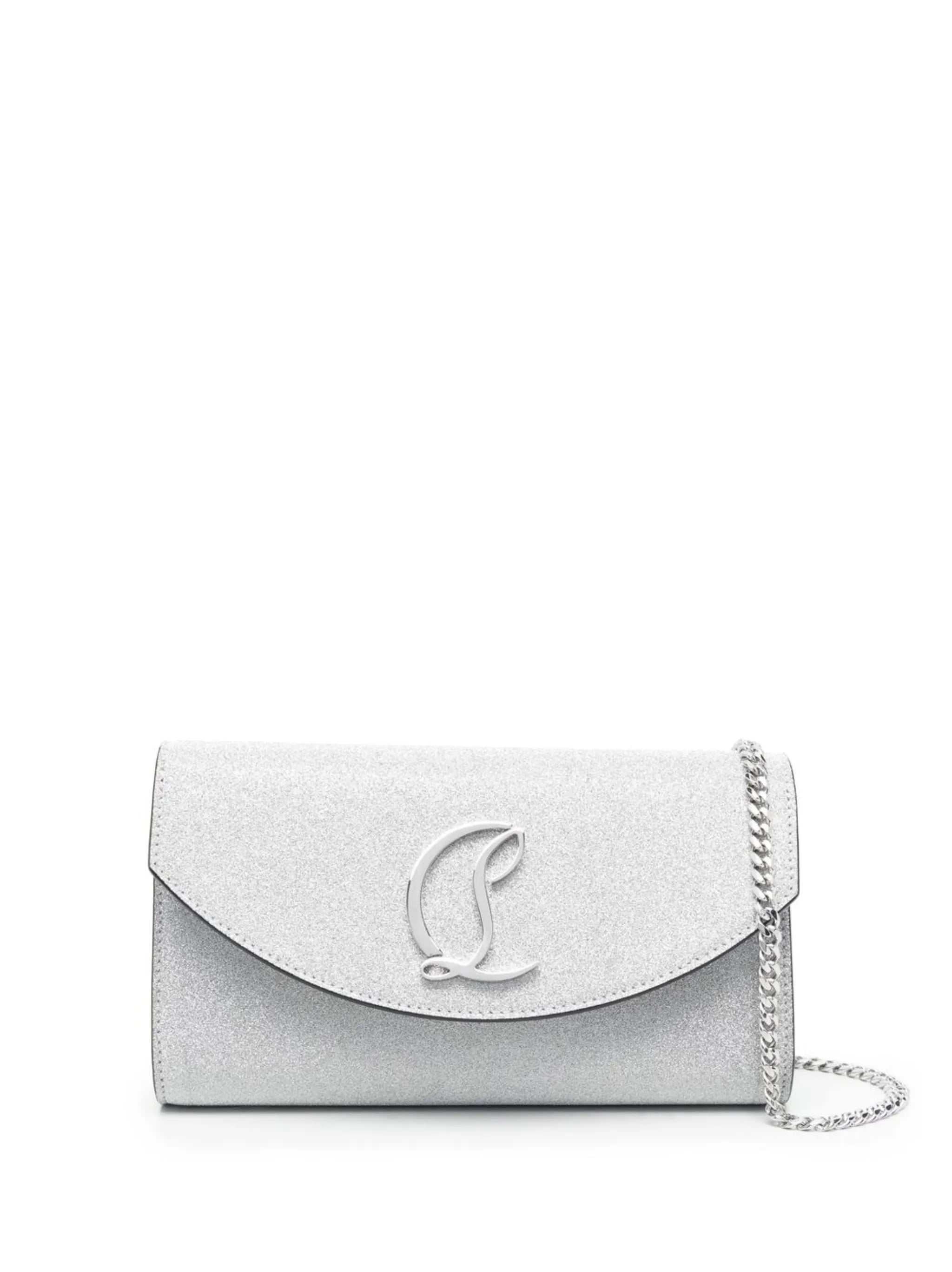 Loubi54 leather glitter clutch bag
