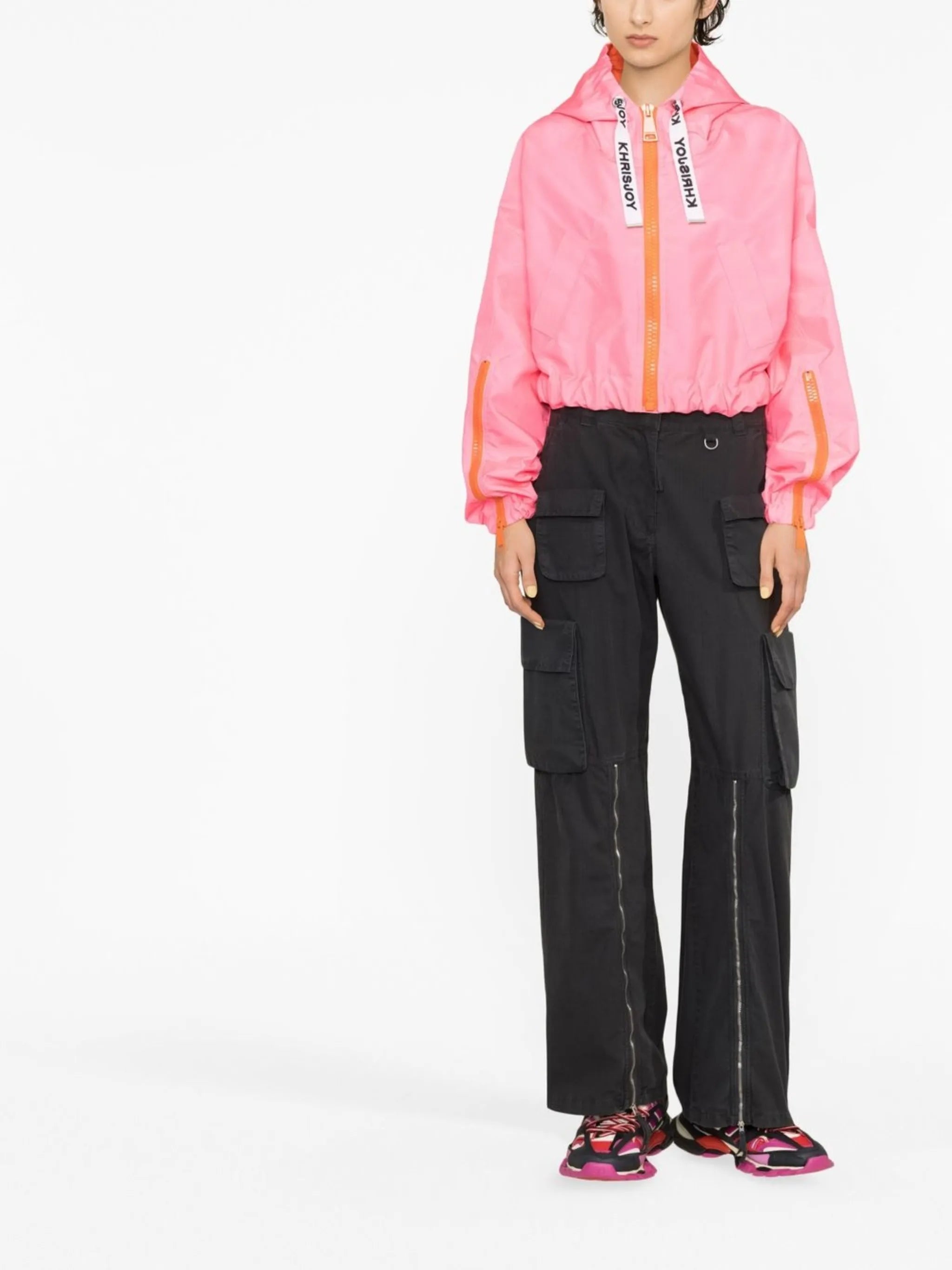 cropped logo windbreaker