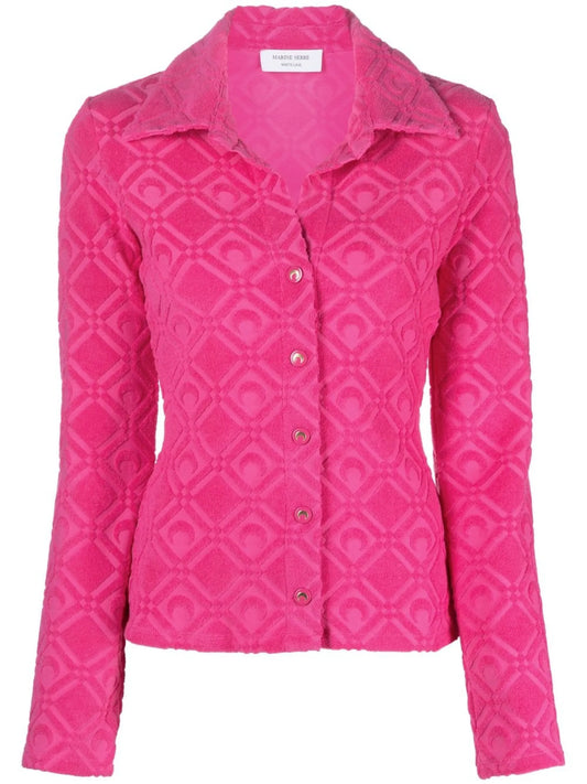 button-fastening jacquard top