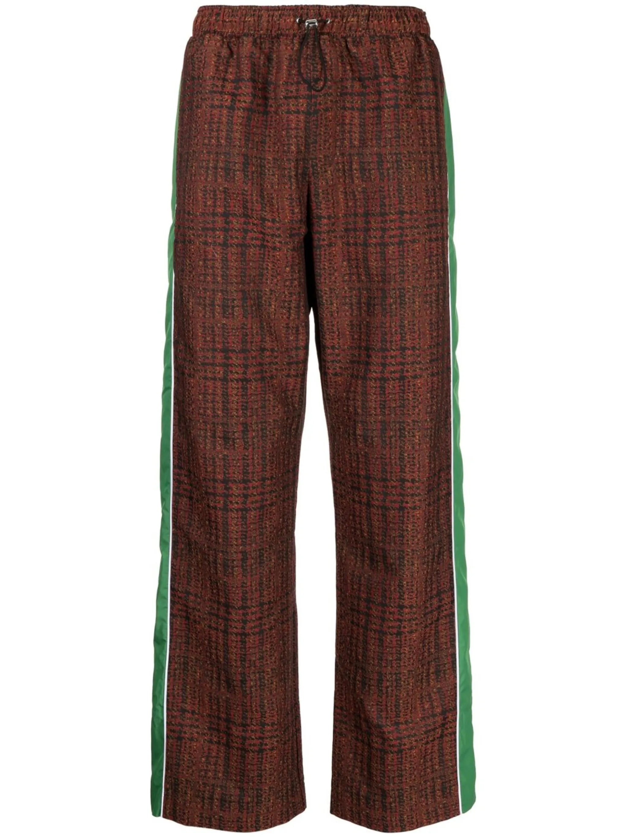 check-pattern straight-leg trousers