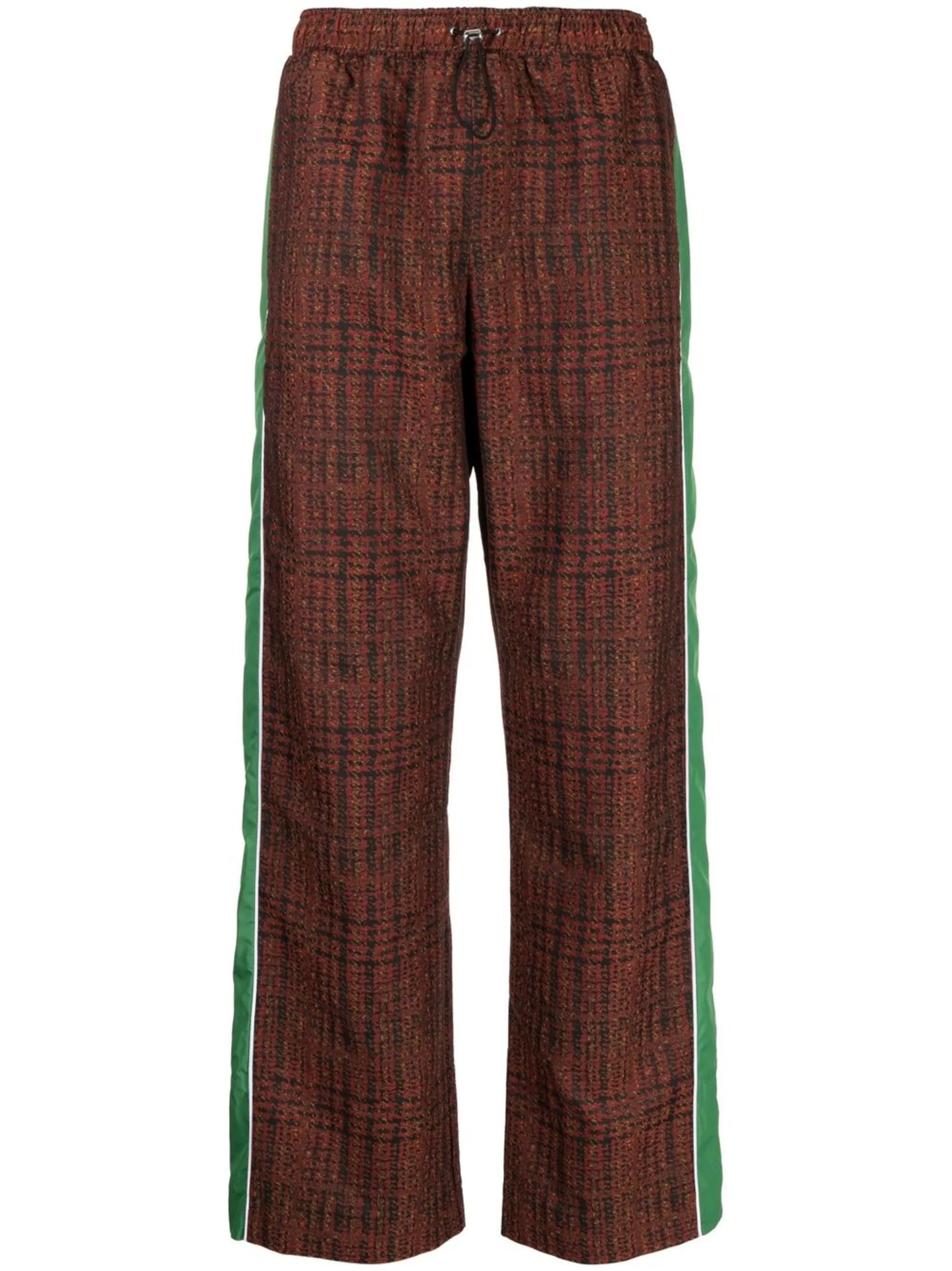 check-pattern straight-leg trousers