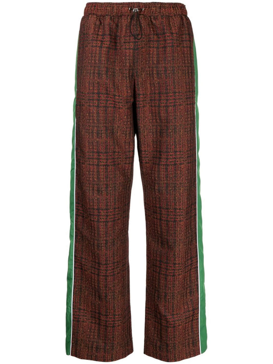 check-pattern straight-leg trousers